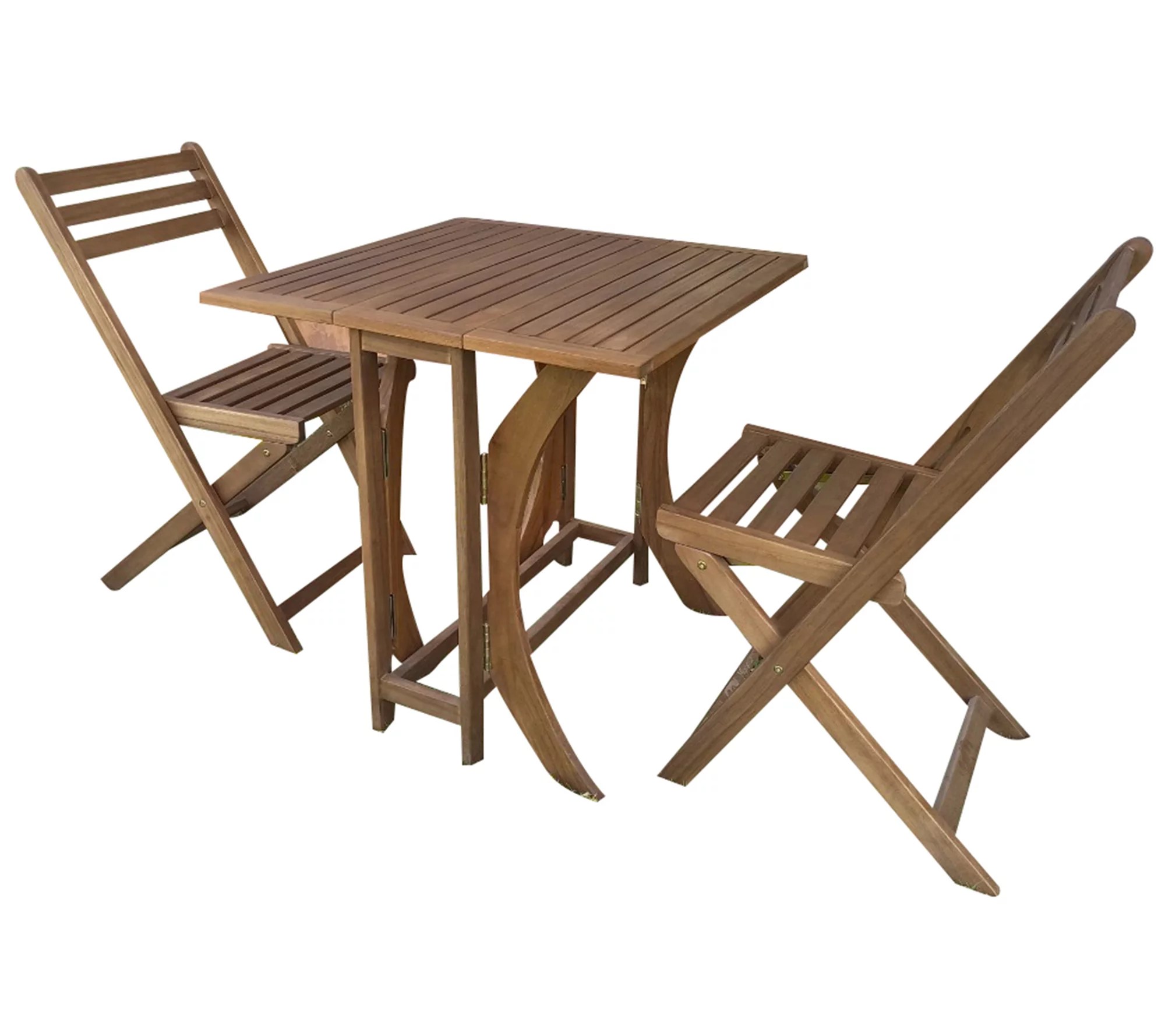 Compass Home Foldaway Patio Bistro Set with Wood Table and 2 Chairs