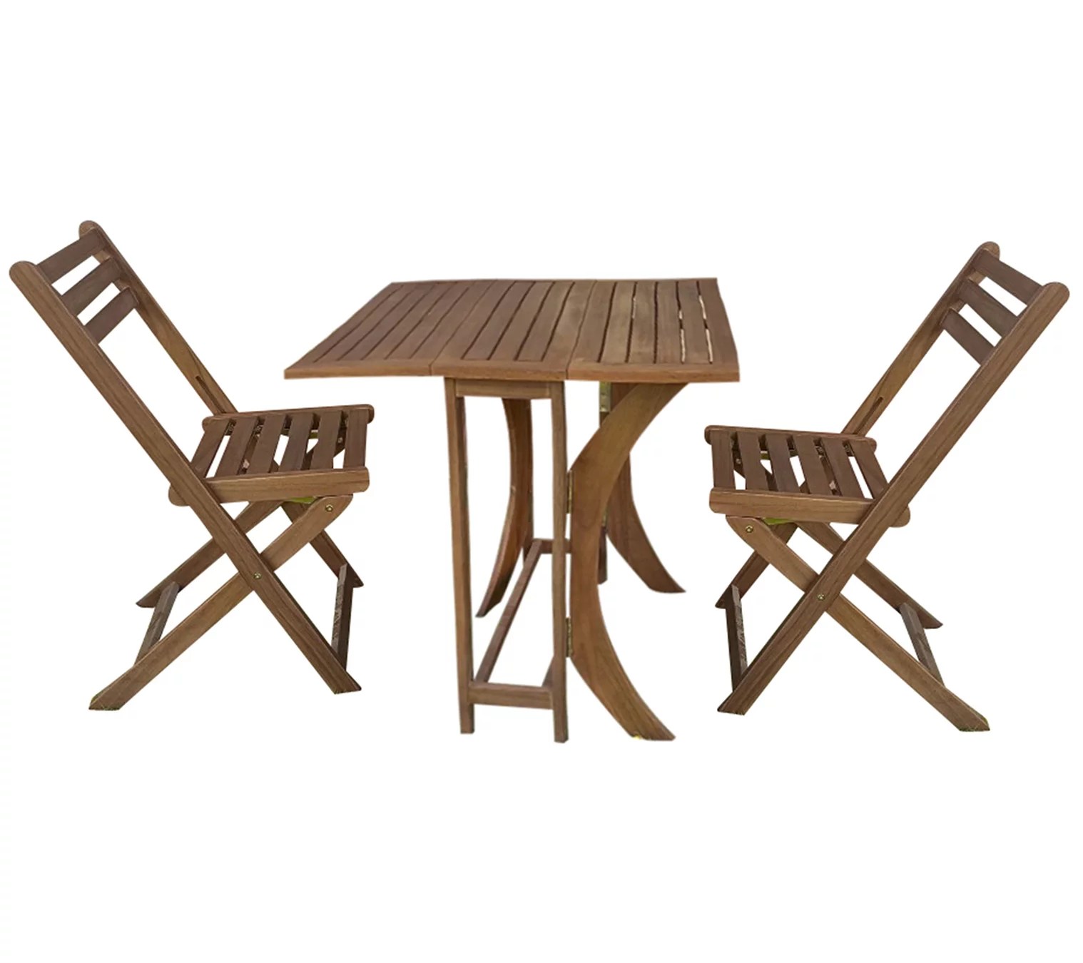 Compass Home Foldaway Patio Bistro Set with Wood Table and 2 Chairs