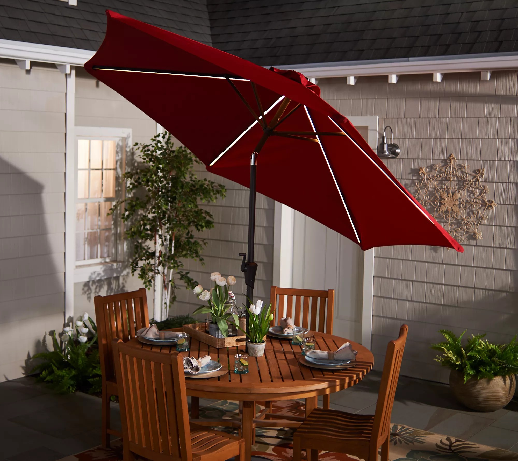 ATLeisure 9' Cascading Lights Solar Powered Patio Umbrella