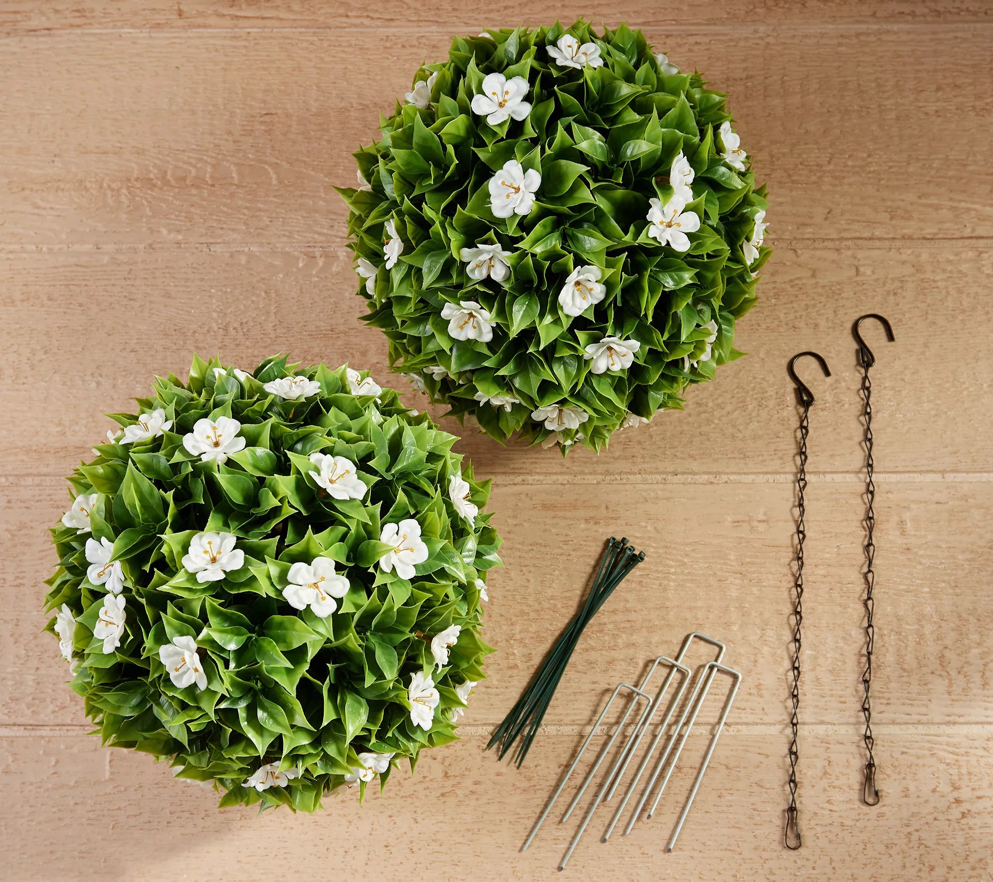 Wicker Park Set of (2) 15" Flower Blossom Indoor Outdoor Garden Spheres