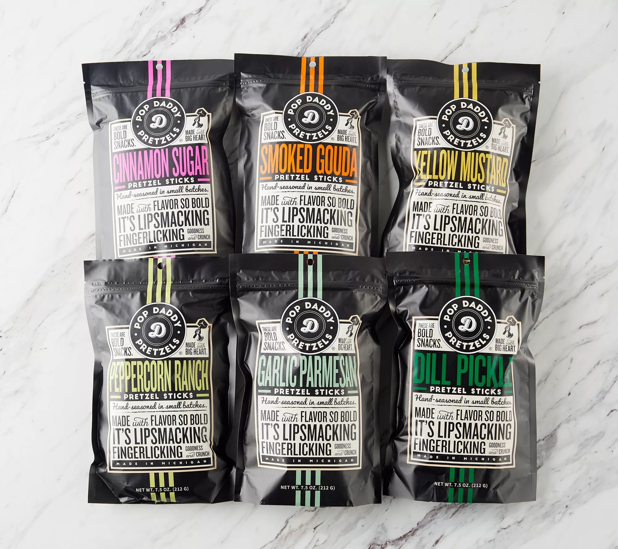 Pop Daddy (6) 7.5oz Bags Flavored Pretzel Sticks AutoDelivery