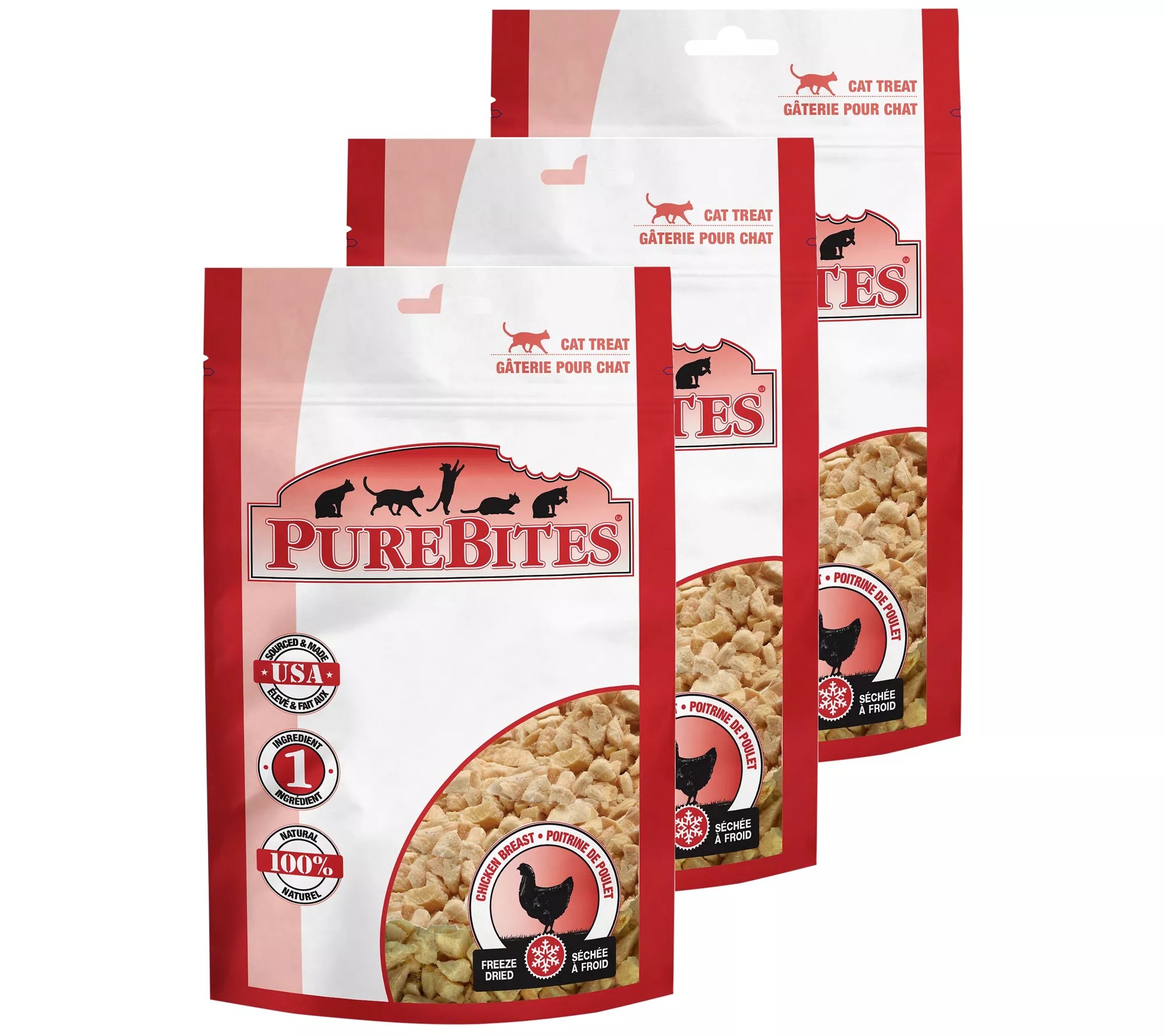 PureBites FreezeDried Cat Treats with ChickenBreast 3 Pack