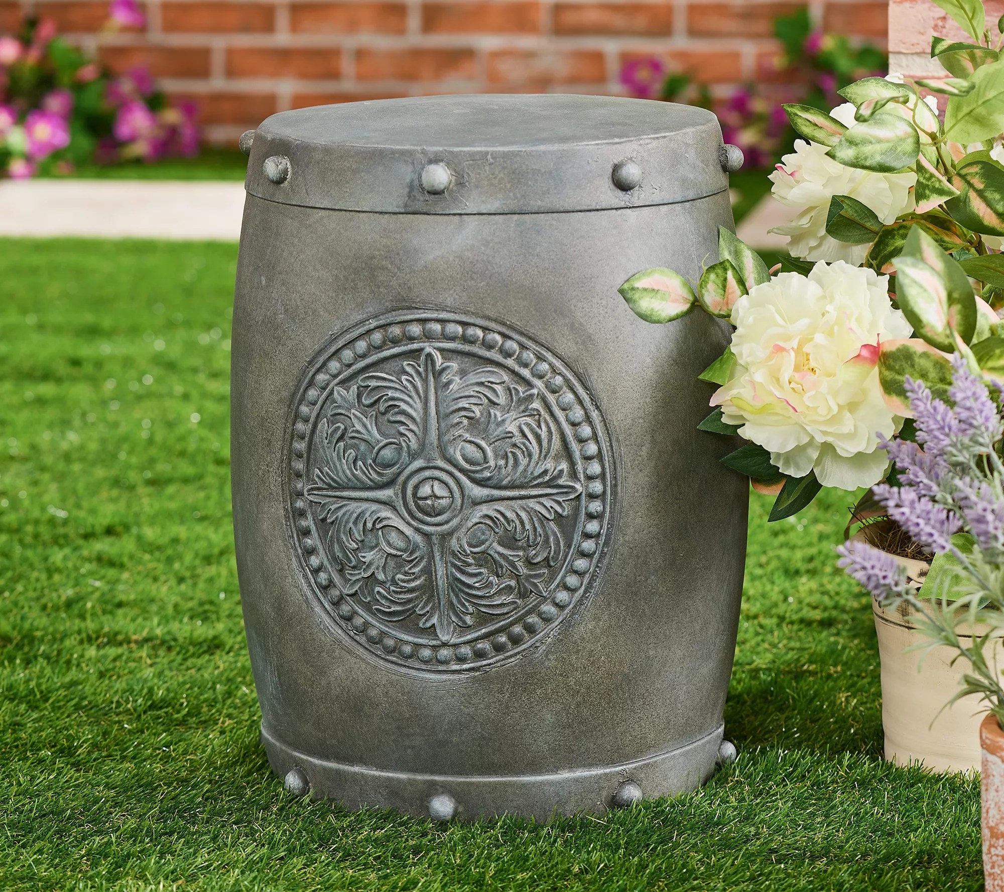 Barbara King Illuminated Medallion Garden Stool or Side Table