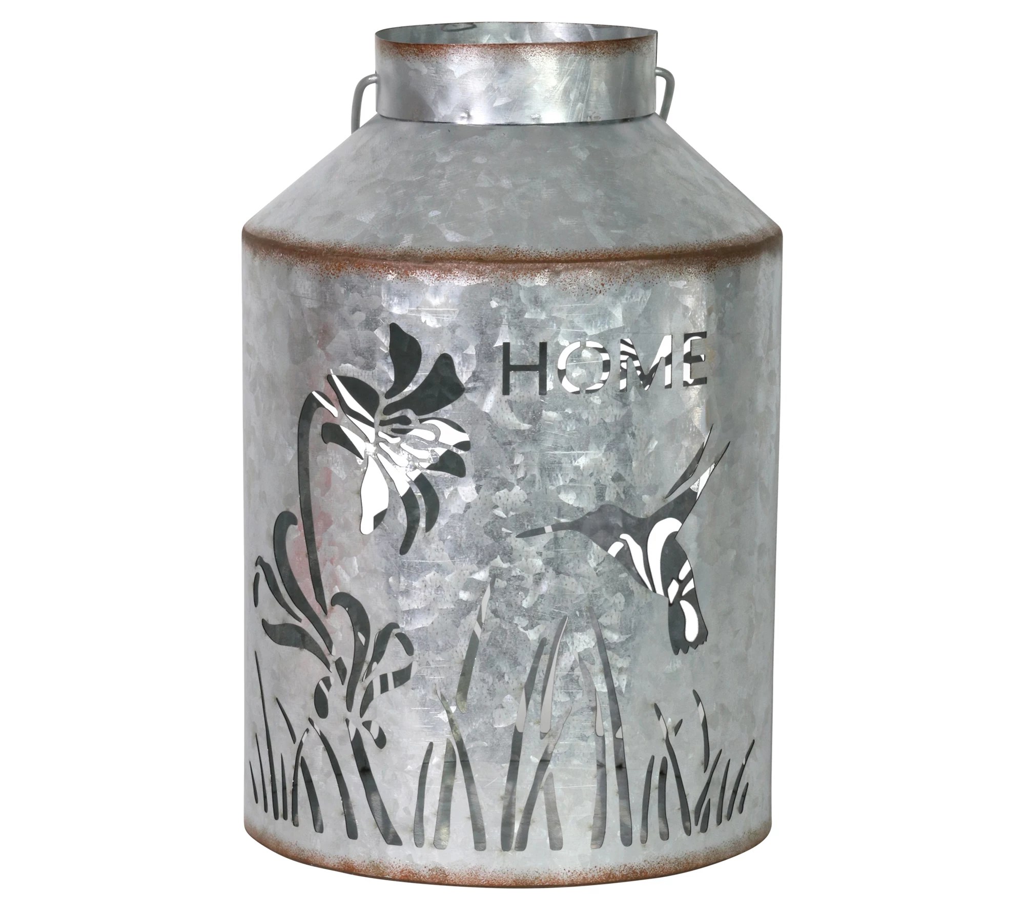 Exhart Solar Stamped Metal Hummingbird Lantern