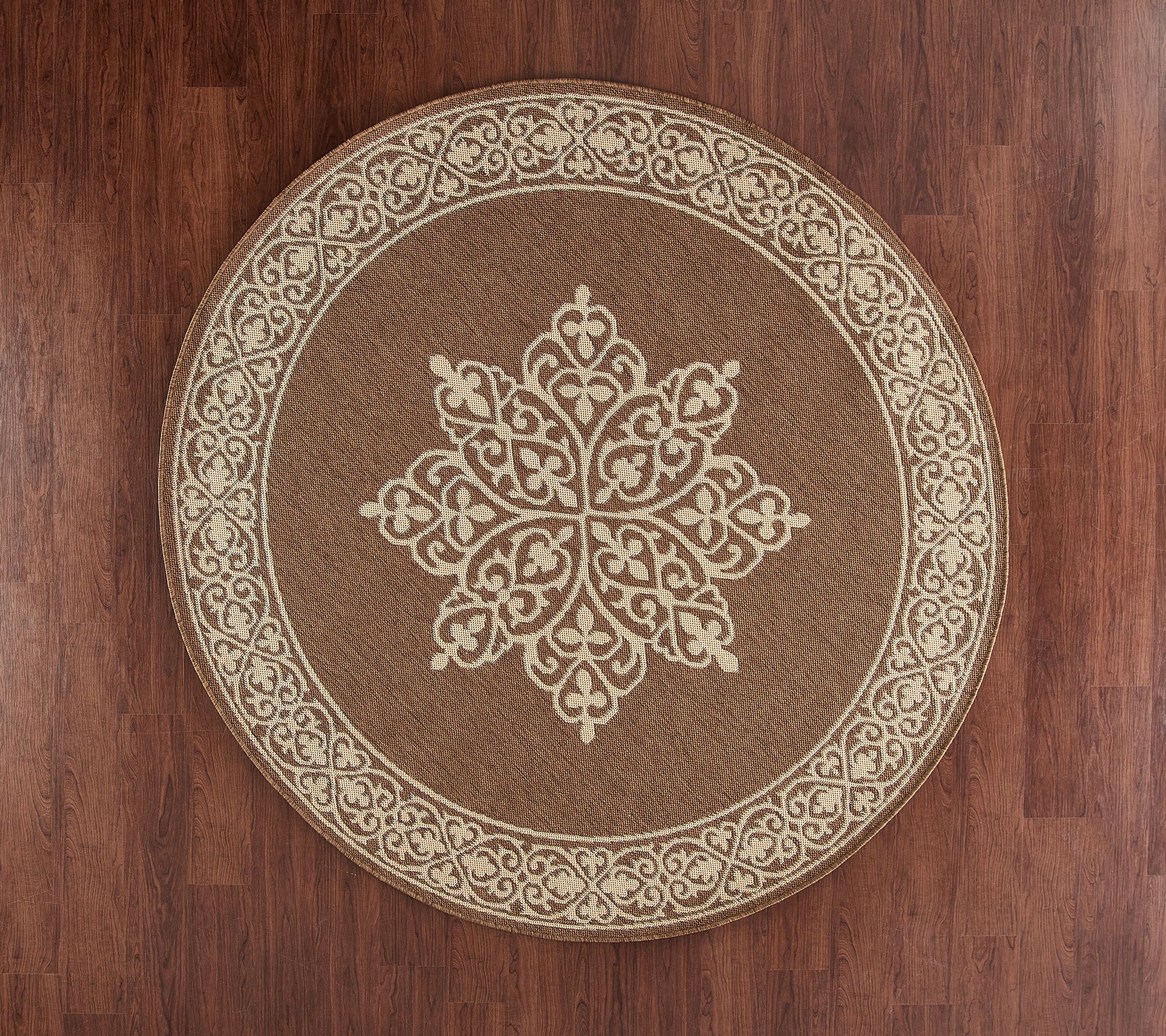 Veranda Living 77" Round Center Star Indoor/Outdoor Reversible Rug