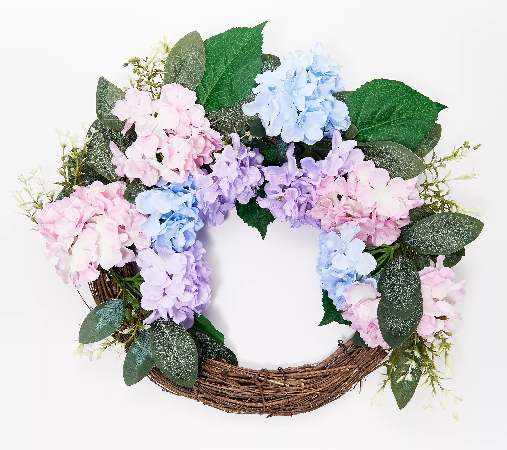 Wicker Park 24" Faux Floral Indoor/Outdoor Hydrangea Half Wreath