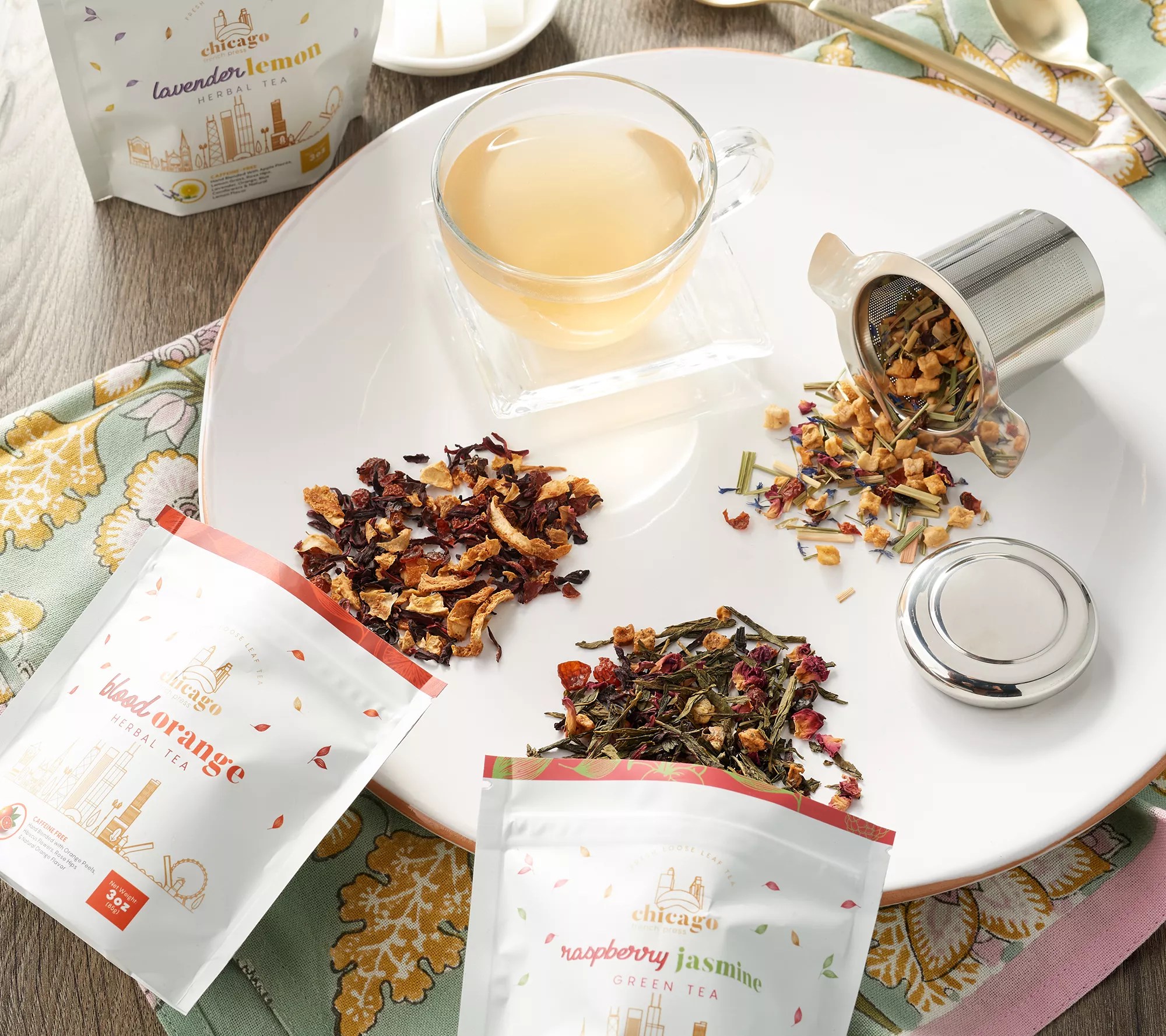 Chicago French Press 3 Bags of Loose Tea With Infuser