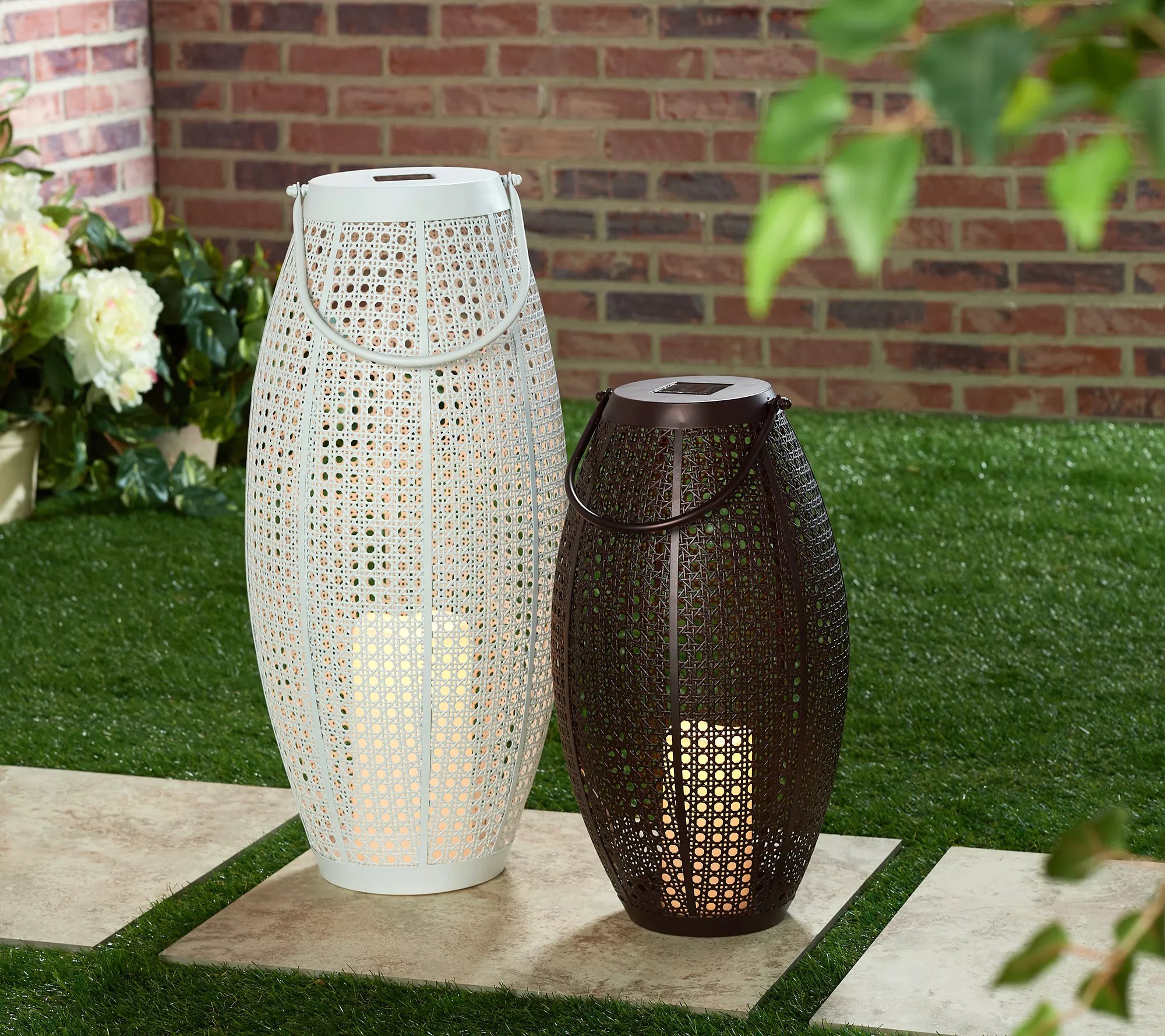 Garden Reflections Metal Solar Lantern w/ Faux Candle