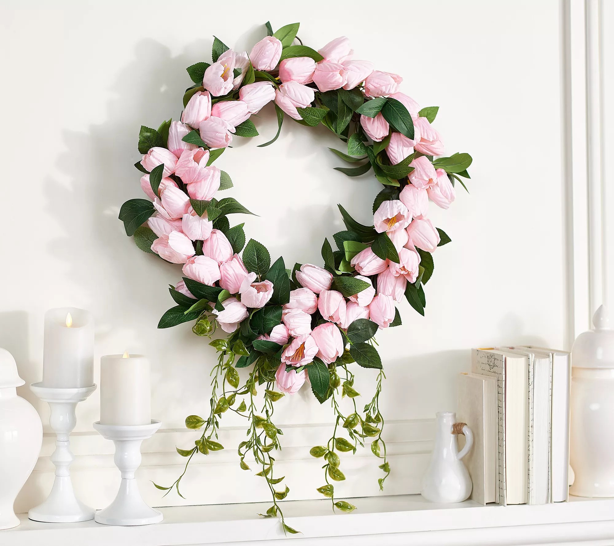 Wicker Park 24" Faux Floral Tulip Cascading Wreath