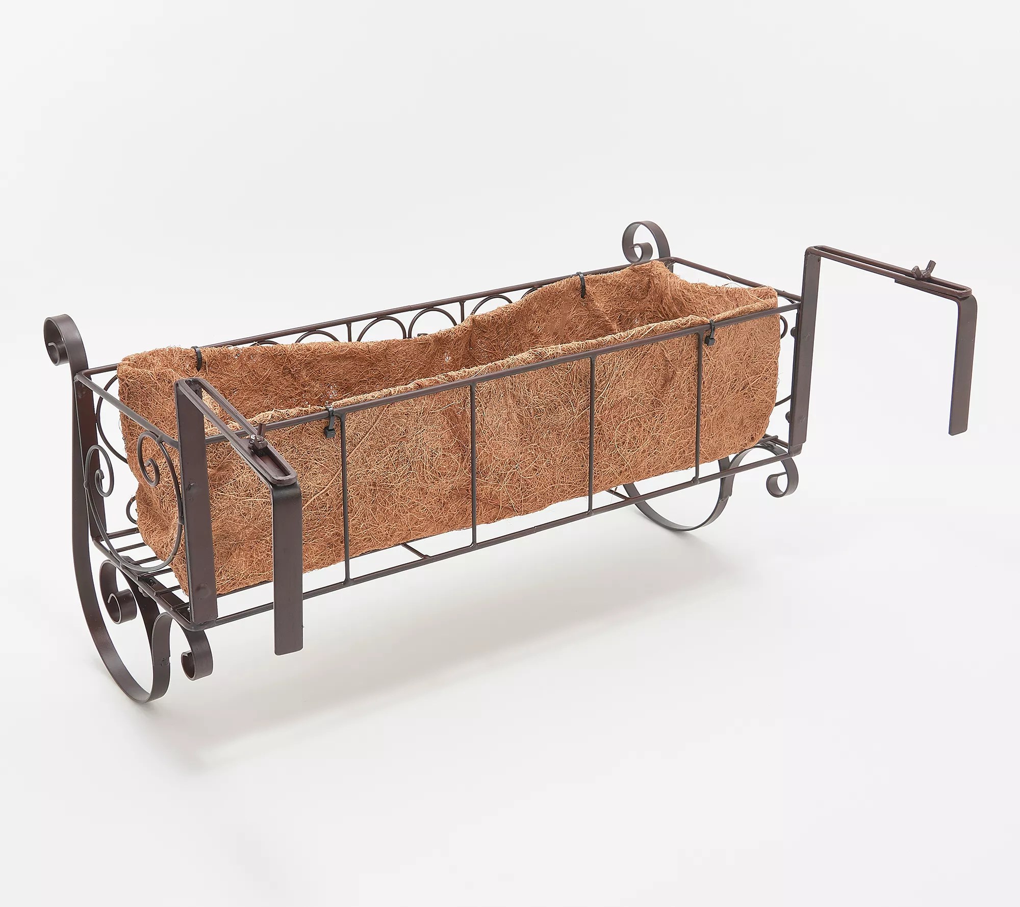 Plow & Hearth Large Wrought Iron Railing Planter with Coco Liner