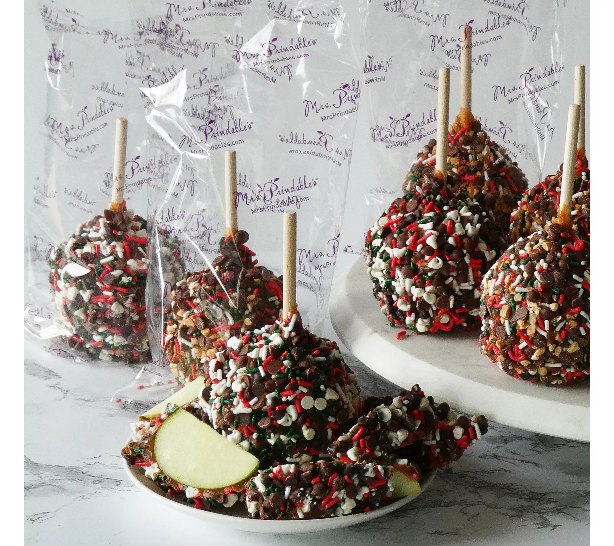 SH12/9 Mrs. Prindables 10pc Individual Jingle Caramel Apples