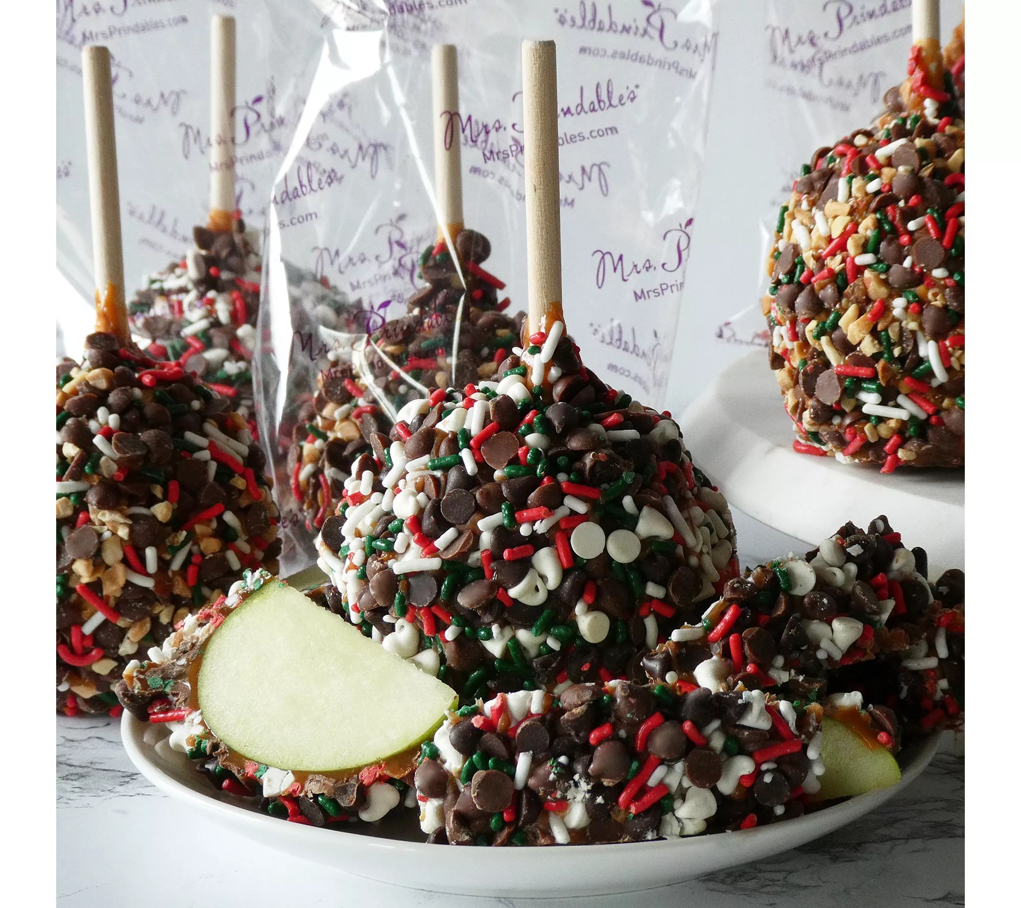 SH12/9 Mrs. Prindables 10pc Individual Jingle Caramel Apples