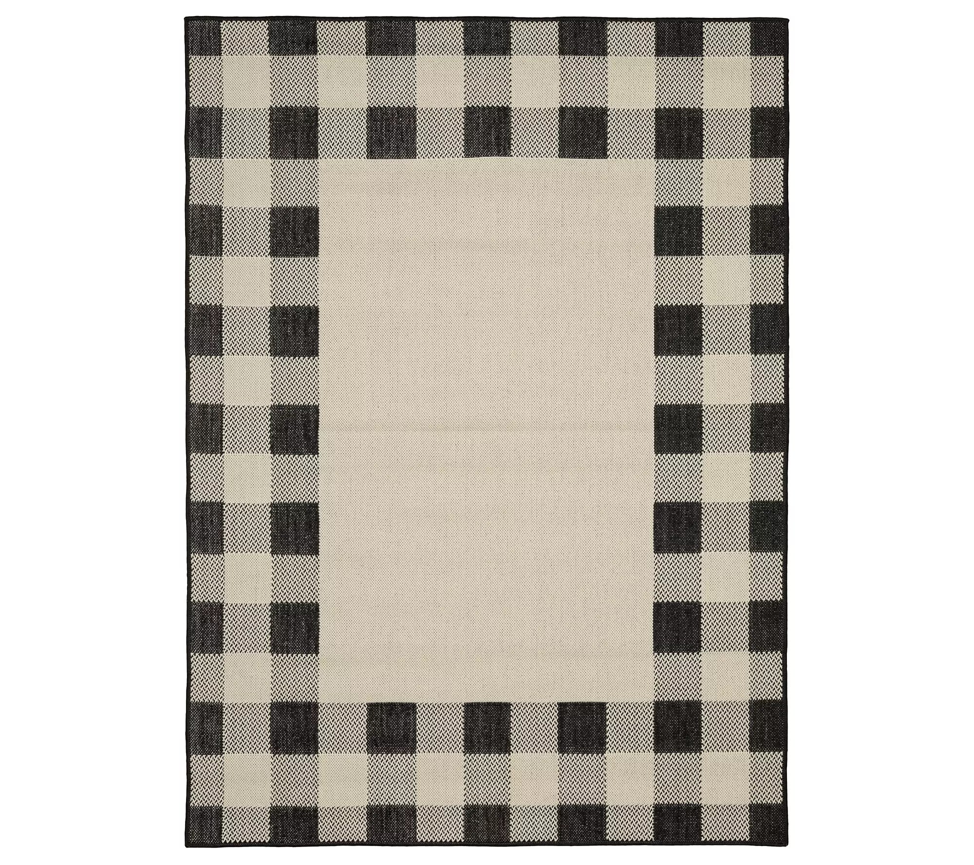 (QVC) Q2 Veranda Living 78" Round Farmhouse Plaid Indoor/Outdoor Rug