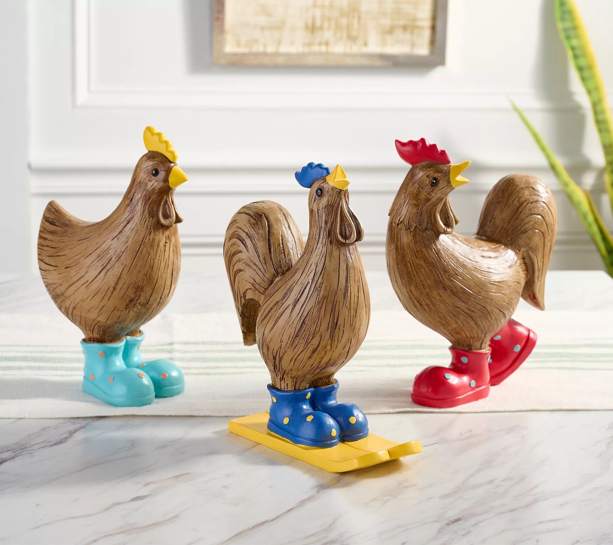 "As Is" Marigold S/3 Faux Wood Garden Animal Decor