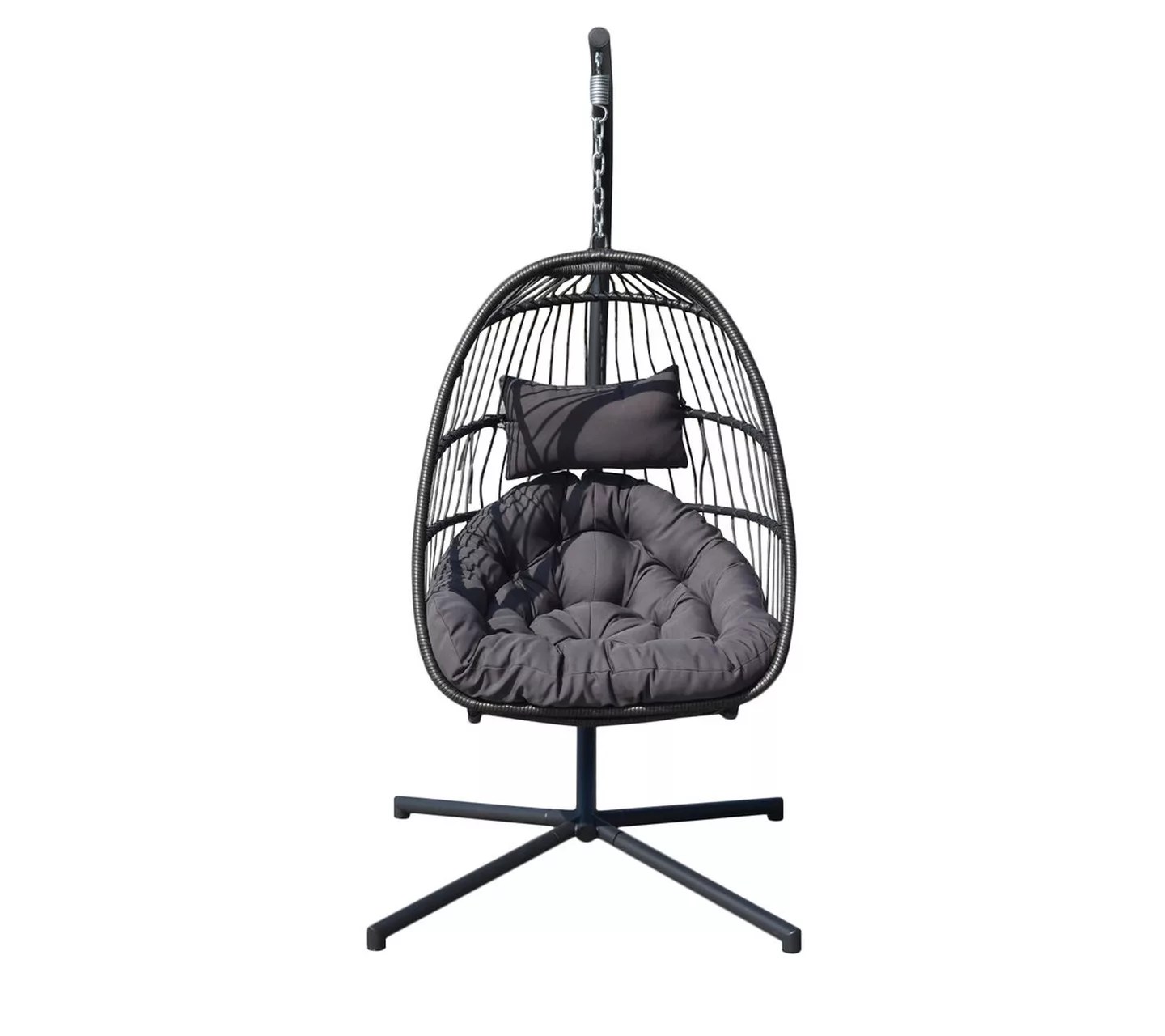 Bliss Hammocks Hanging Wicker Egg Chair w/ Seat Cushion and Chair Stand