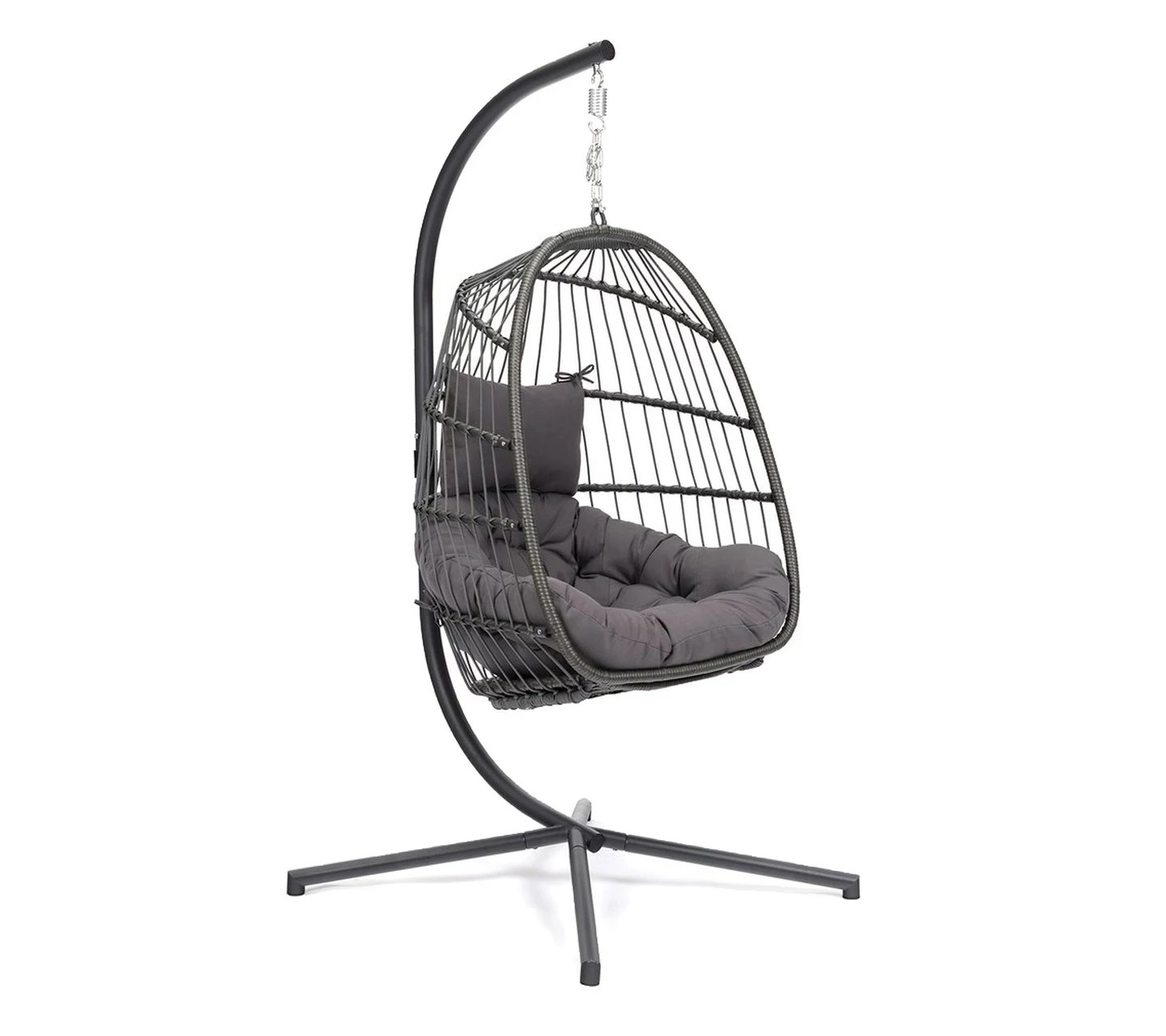Bliss Hammocks Hanging Wicker Egg Chair w/ Seat Cushion and Chair Stand