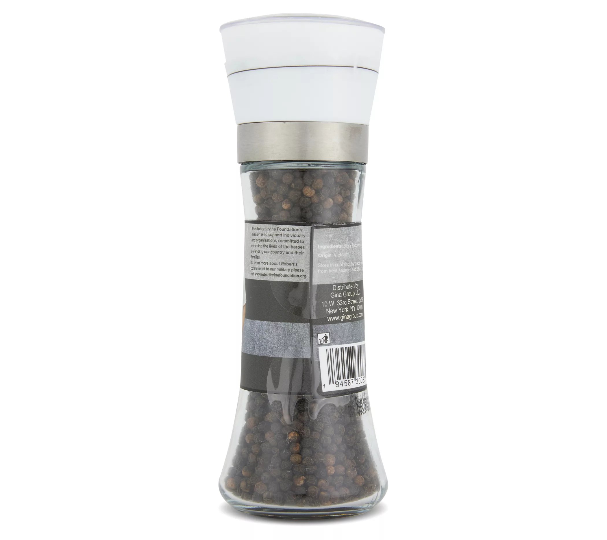 Chef Robert Irvine 3.1oz Black Peppercorn White Top Grinder