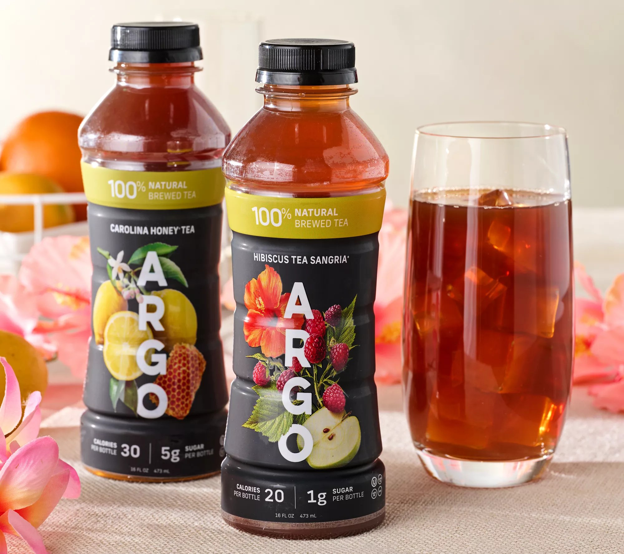 Argo Tea (24) 16oz Bottles Honey & Hibiscus Brewed Tea