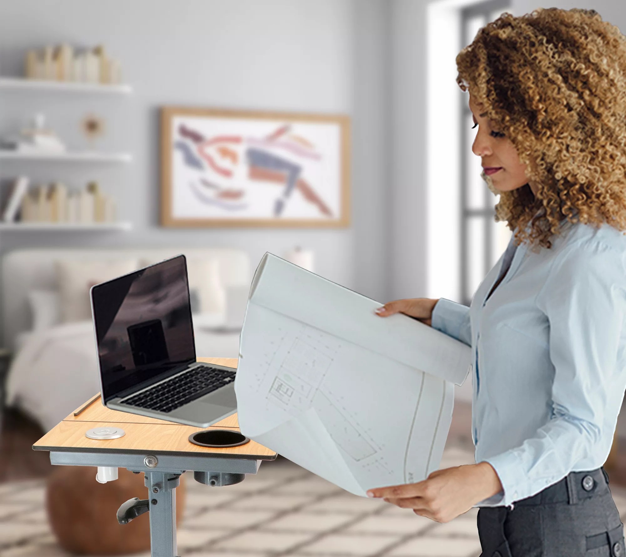 WiseLift Standing Desk / Overbed Table with USBPorts
