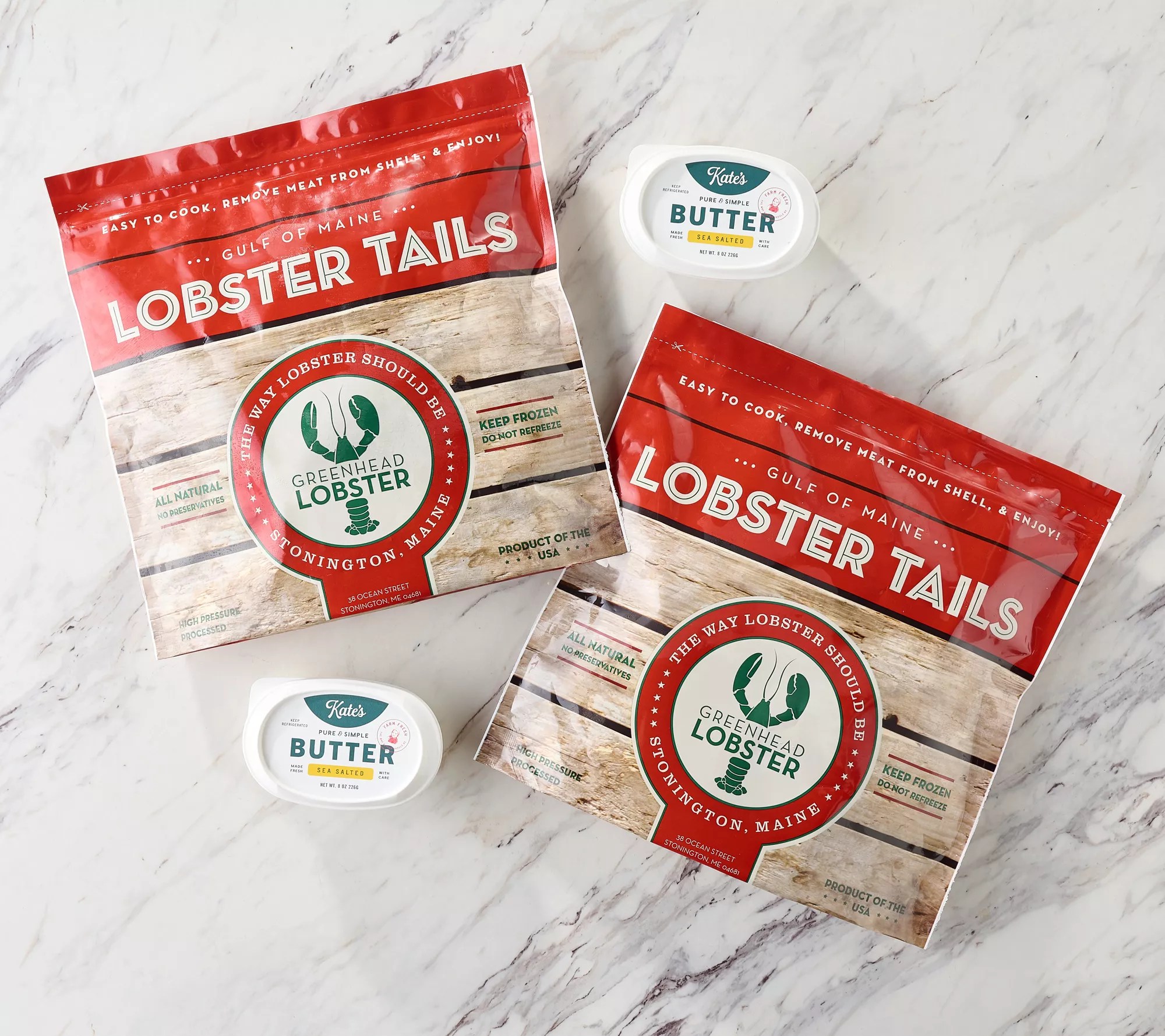 Greenhead Lobster (12)4oz HPP Maine Lobster Tails & Kate's Butter