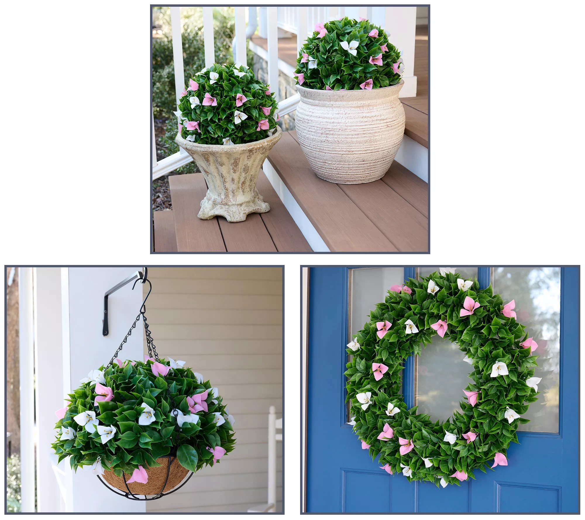 Wicker Park Bougainvillea Faux Spheres, Wreath or Hanging Basket