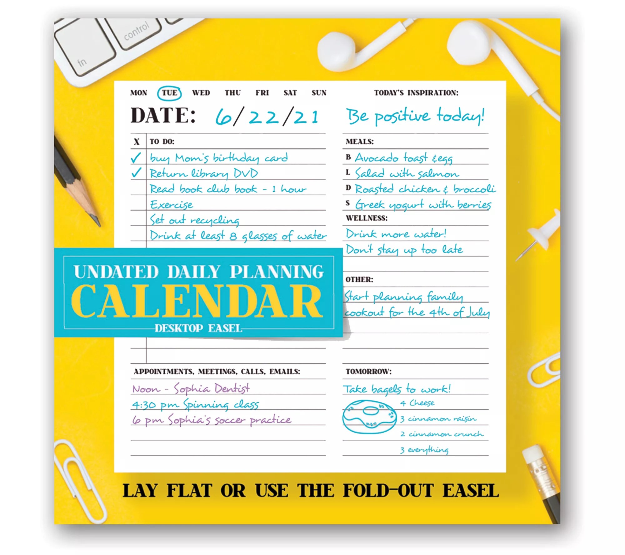 Undated Daily Planning Desktop Note Block