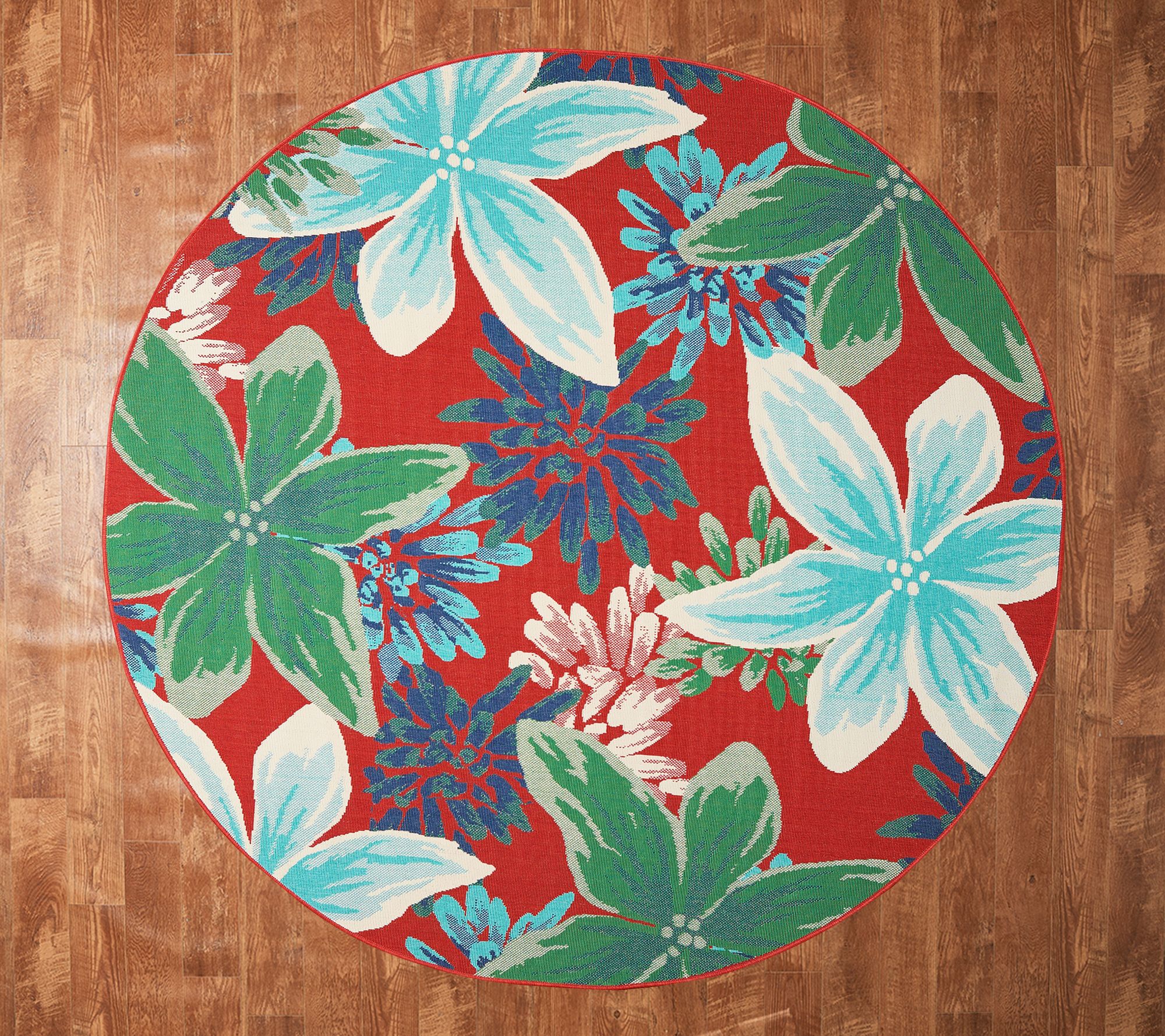 Tommy Bahama 94" Round Whimsical Floral Indoor/ Outdoor Rug