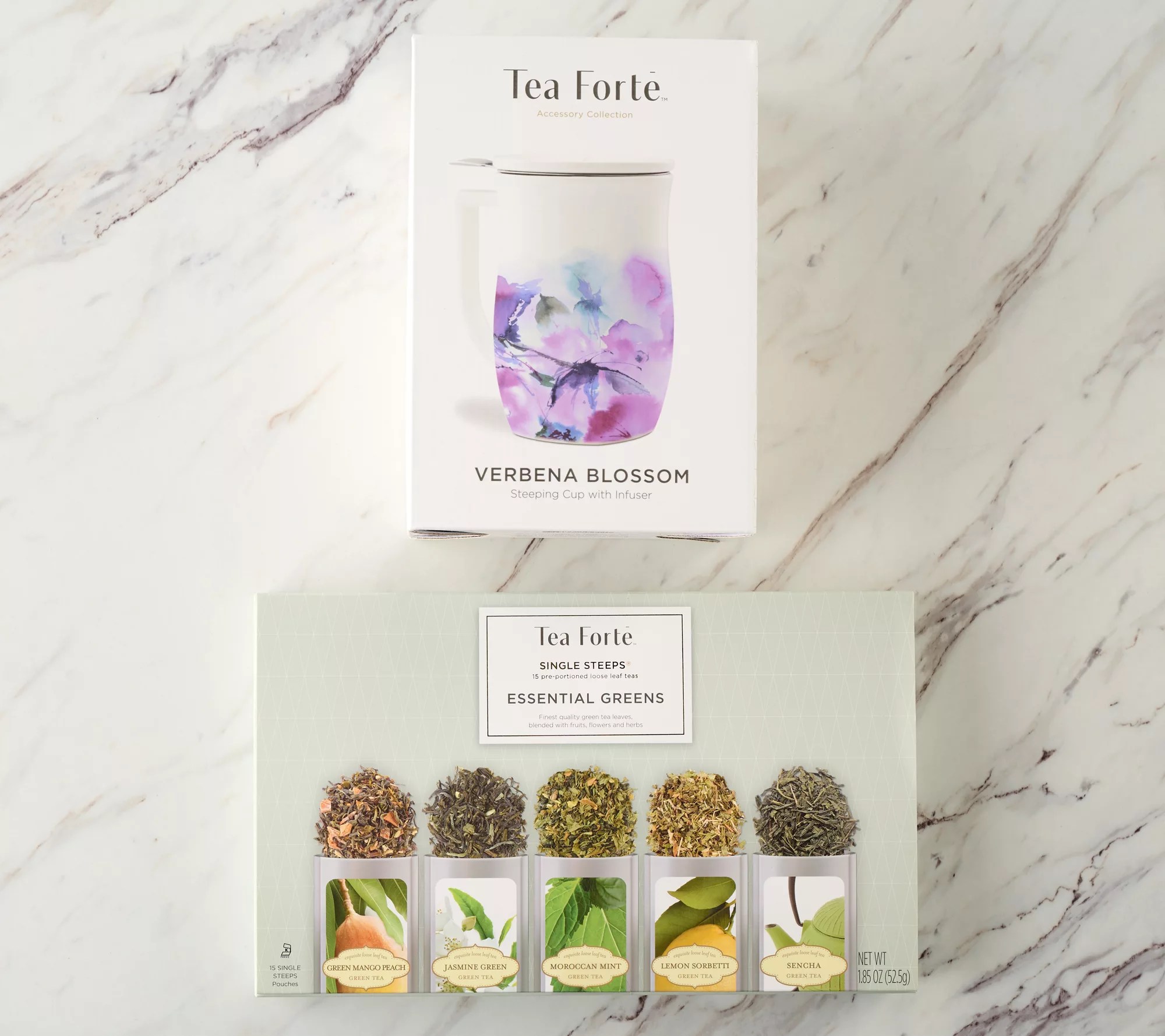 Tea Forte 15 ct Single Steep Teas with Fiore Steeping Mug