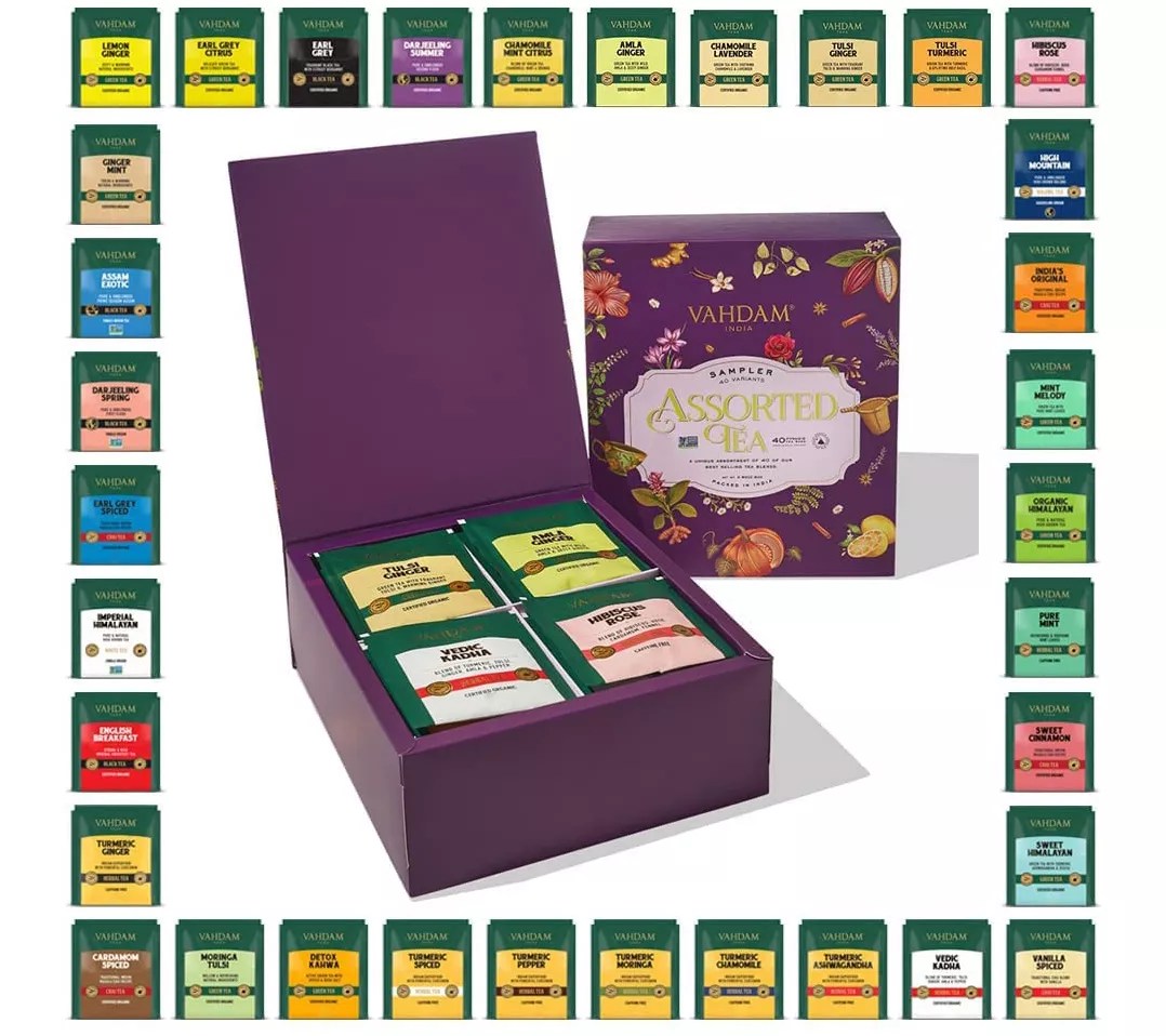 VAHDAM (40) Assorted Tea Bag Sampler