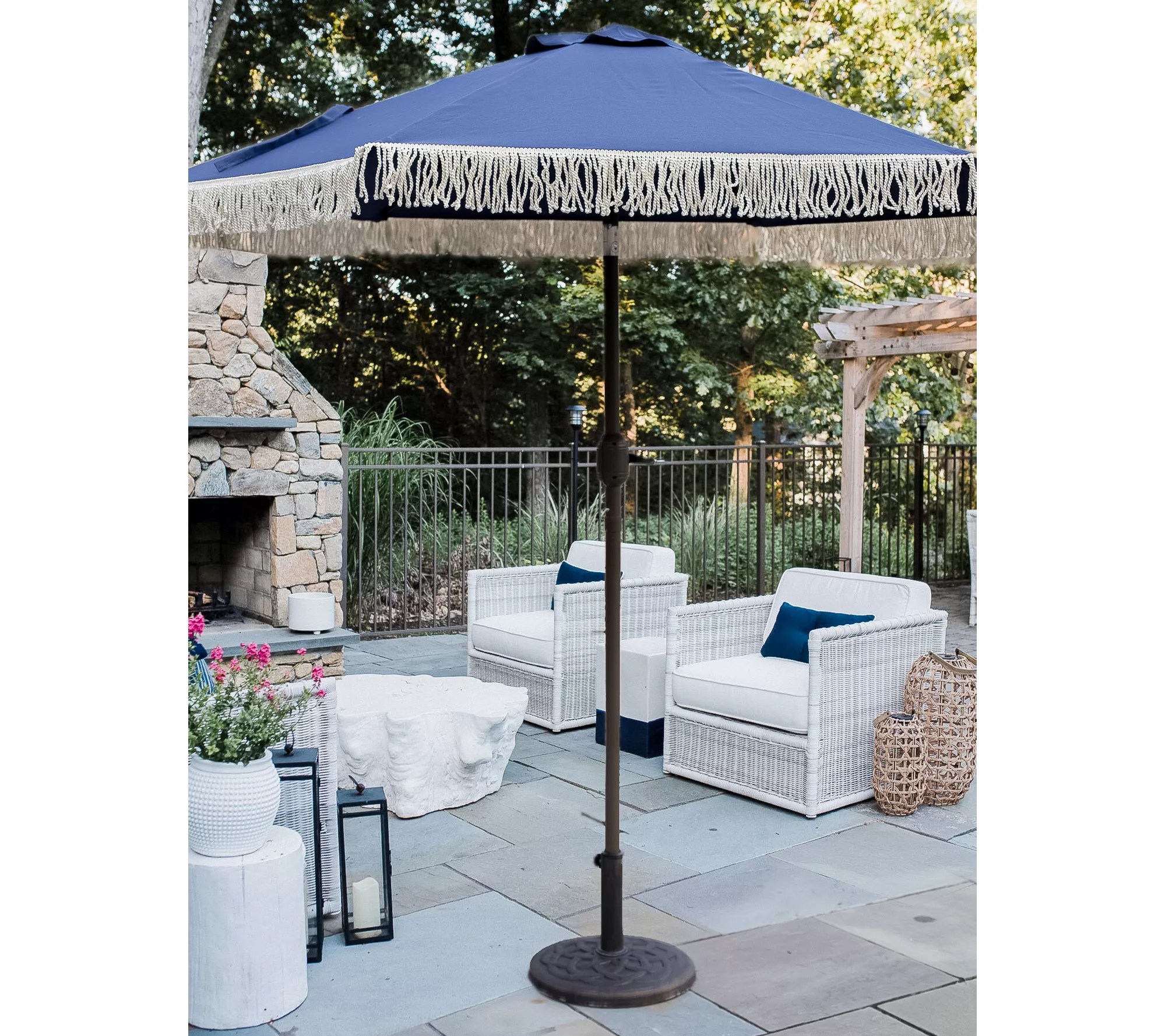 7.5' Patio Umbrella with Fringed Edge by Lauren McBride