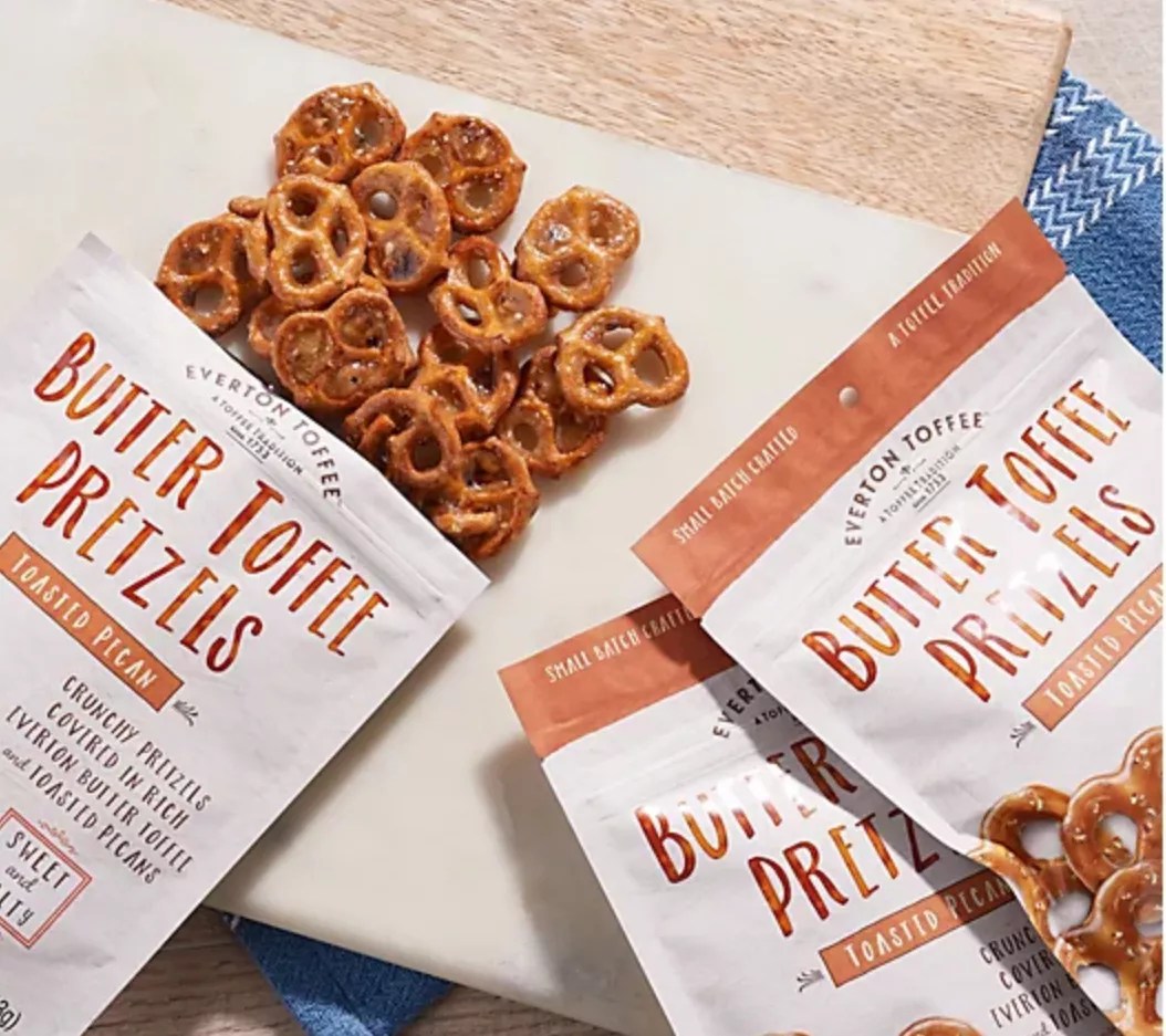 Everton Toffee (10) 4oz Bags Pecan Butter Toffee Pretzels