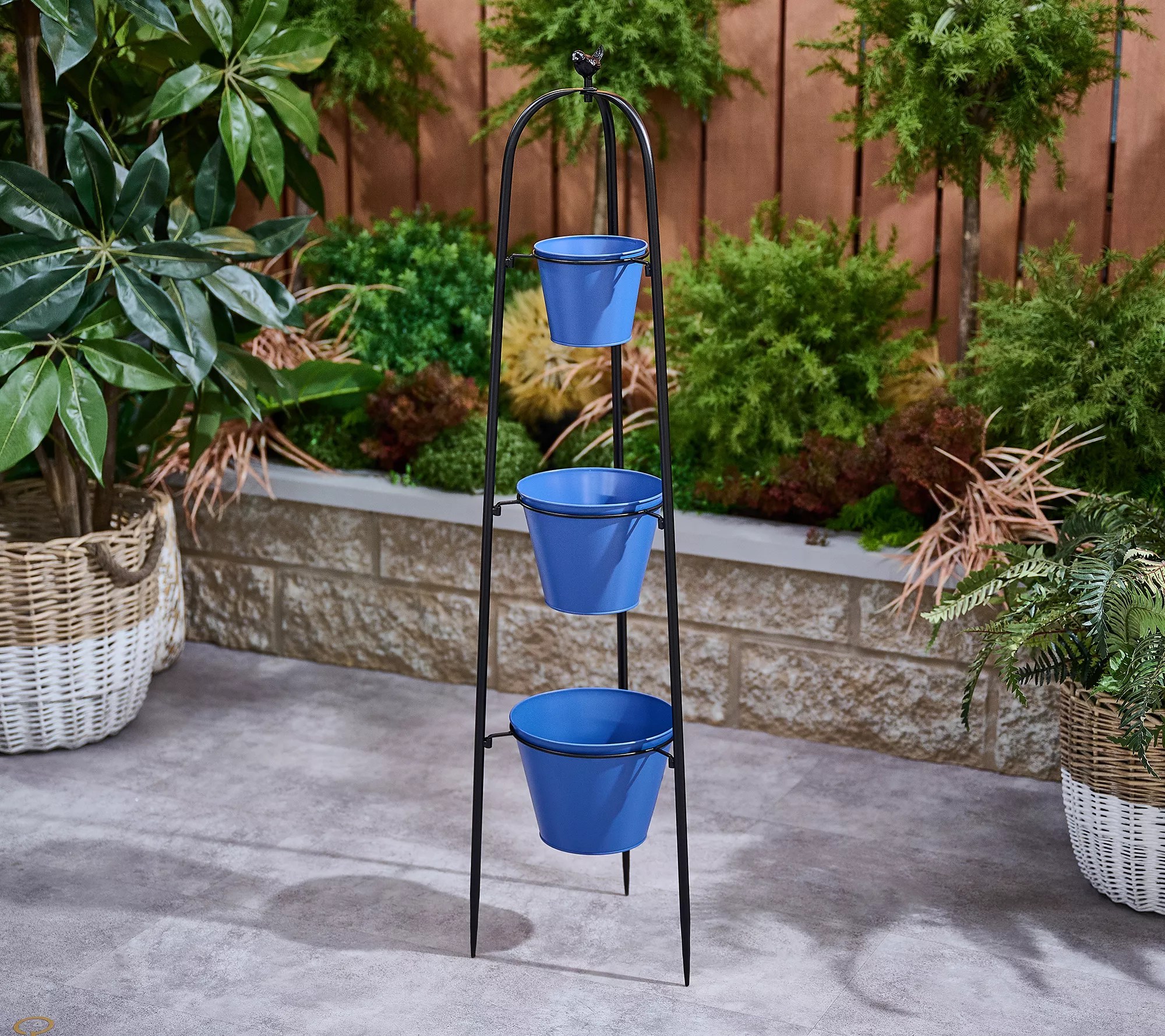 Marigold 3Tier Metal Plant Stand with Bucket Planters