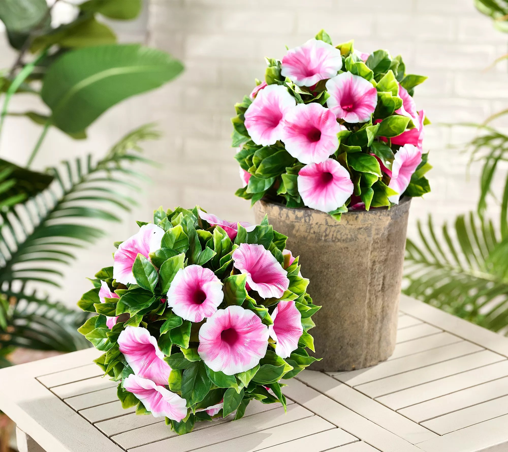 "As Is" Wicker Park Set of (2) 9" Faux Petunia Garden Spheres