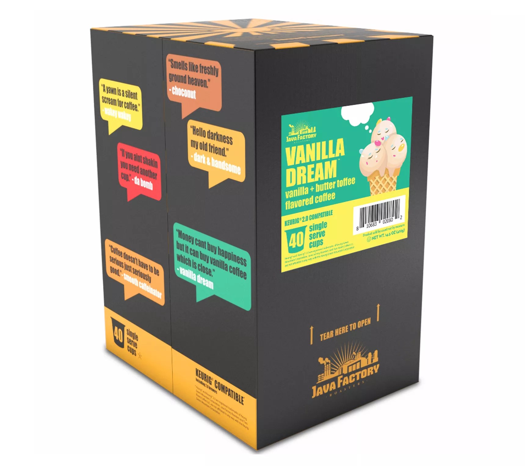 Java Factory 40Count Vanilla Dream Flavored Coffee Pods