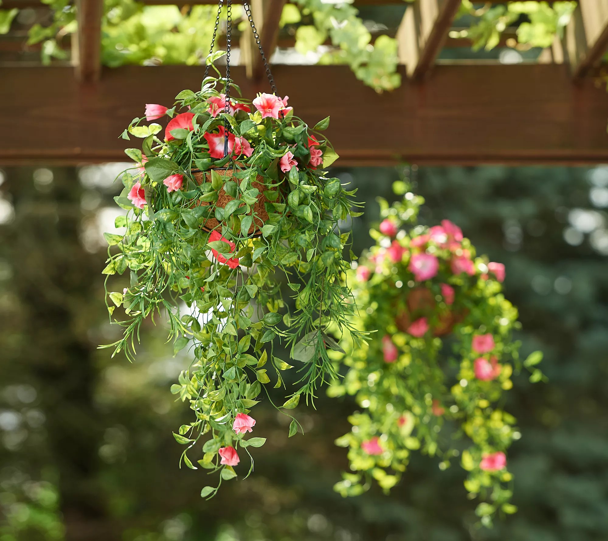 "As Is" Garden Reflections 14" Faux Morning Glory Hanging Basket