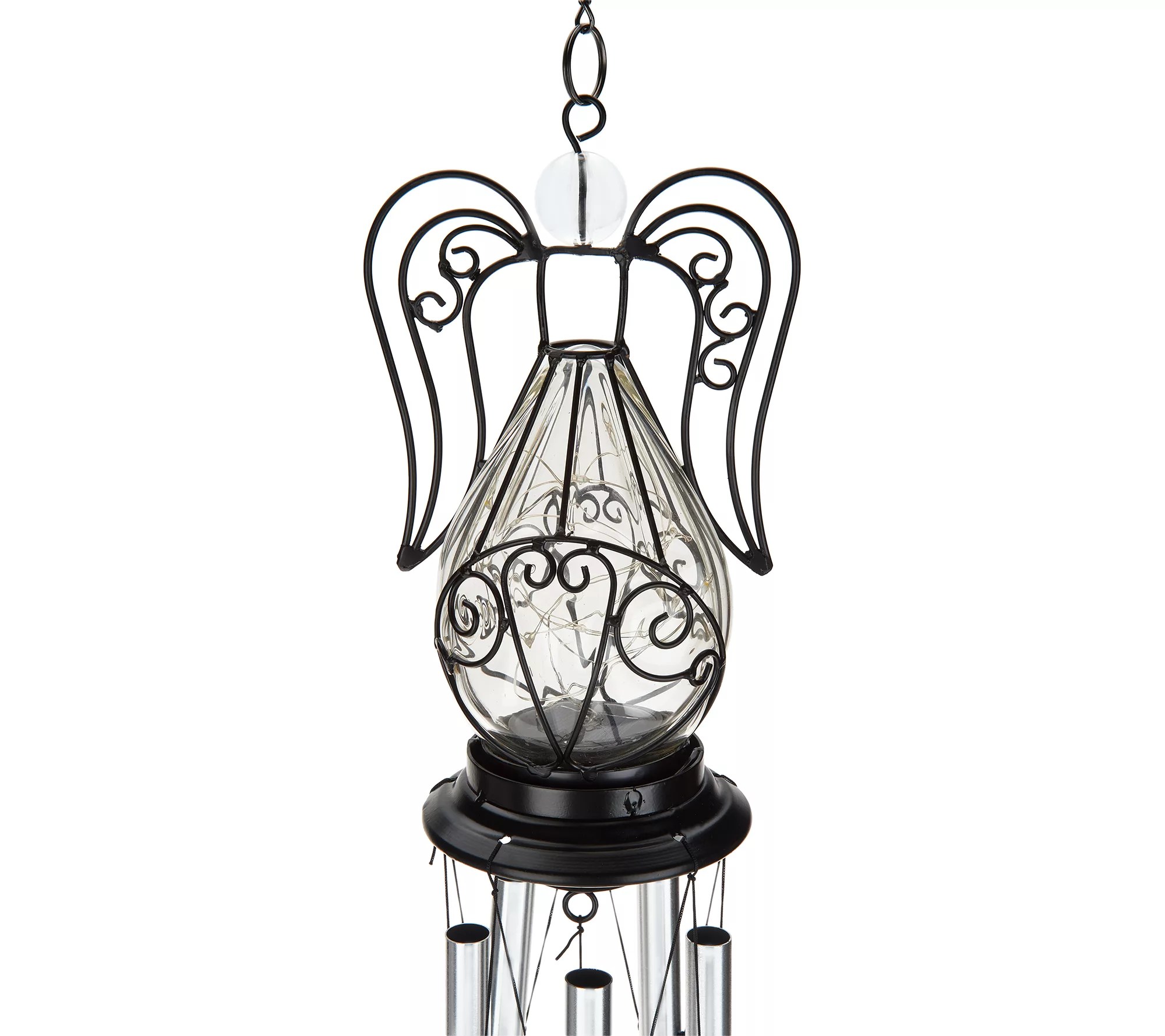 Solar Metal and Glass Angel Wind Chime