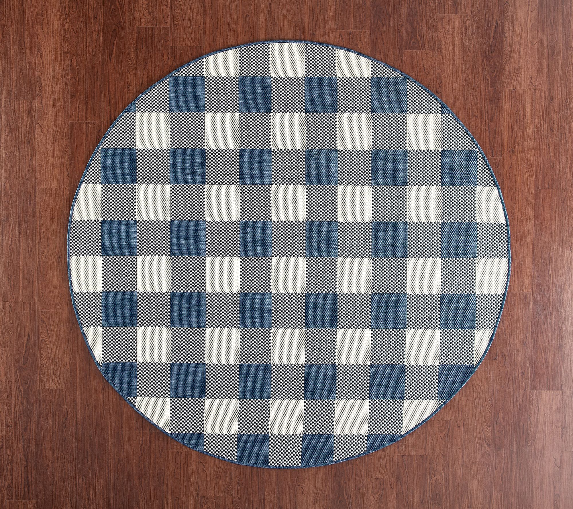 Veranda Living 77" Round Buffalo Check In/Outdoor Reversible Rug