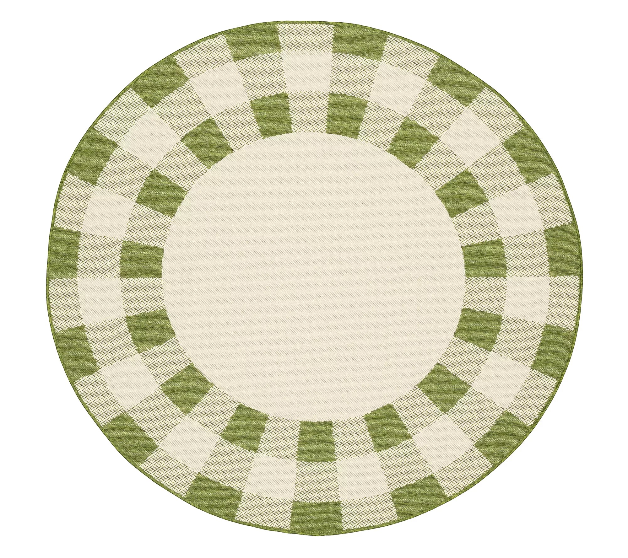 (QVC) Q2 Veranda Living 78" Round Farmhouse Plaid Indoor/Outdoor Rug