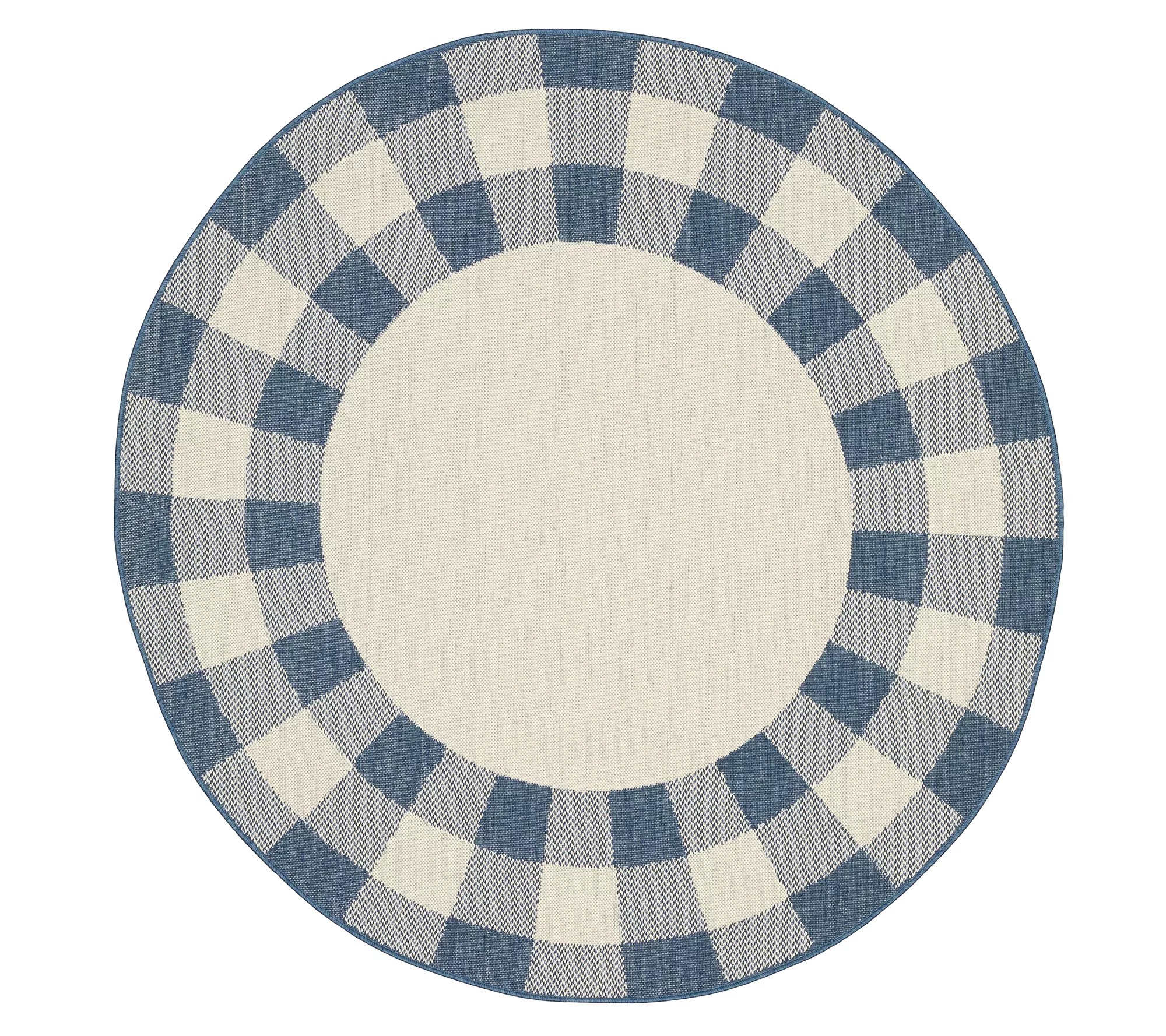 (QVC) Q2 Veranda Living 78" Round Farmhouse Plaid Indoor/Outdoor Rug