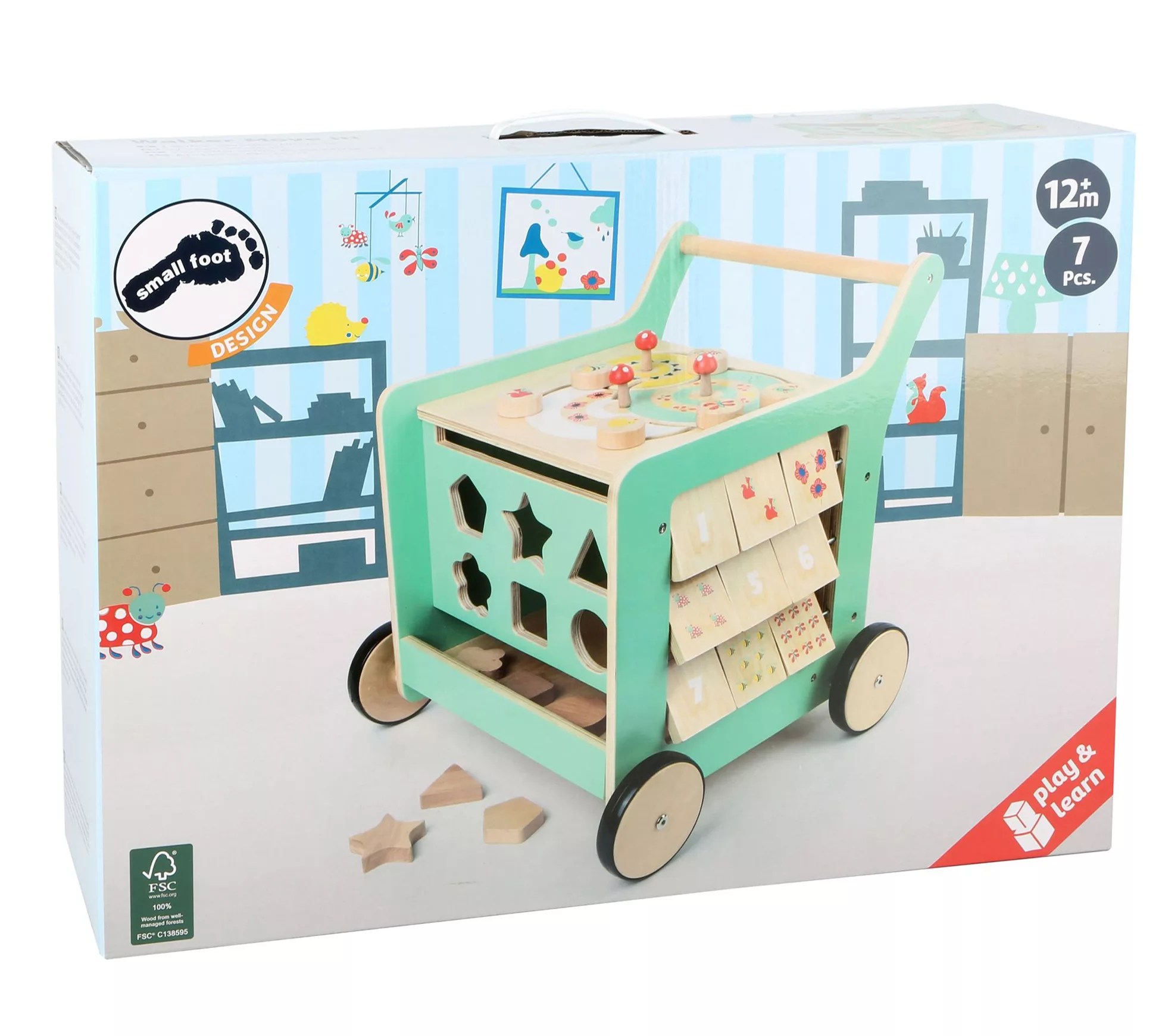 Small Foot Wooden Toys Pastel Wooden Baby Walker Playcenter