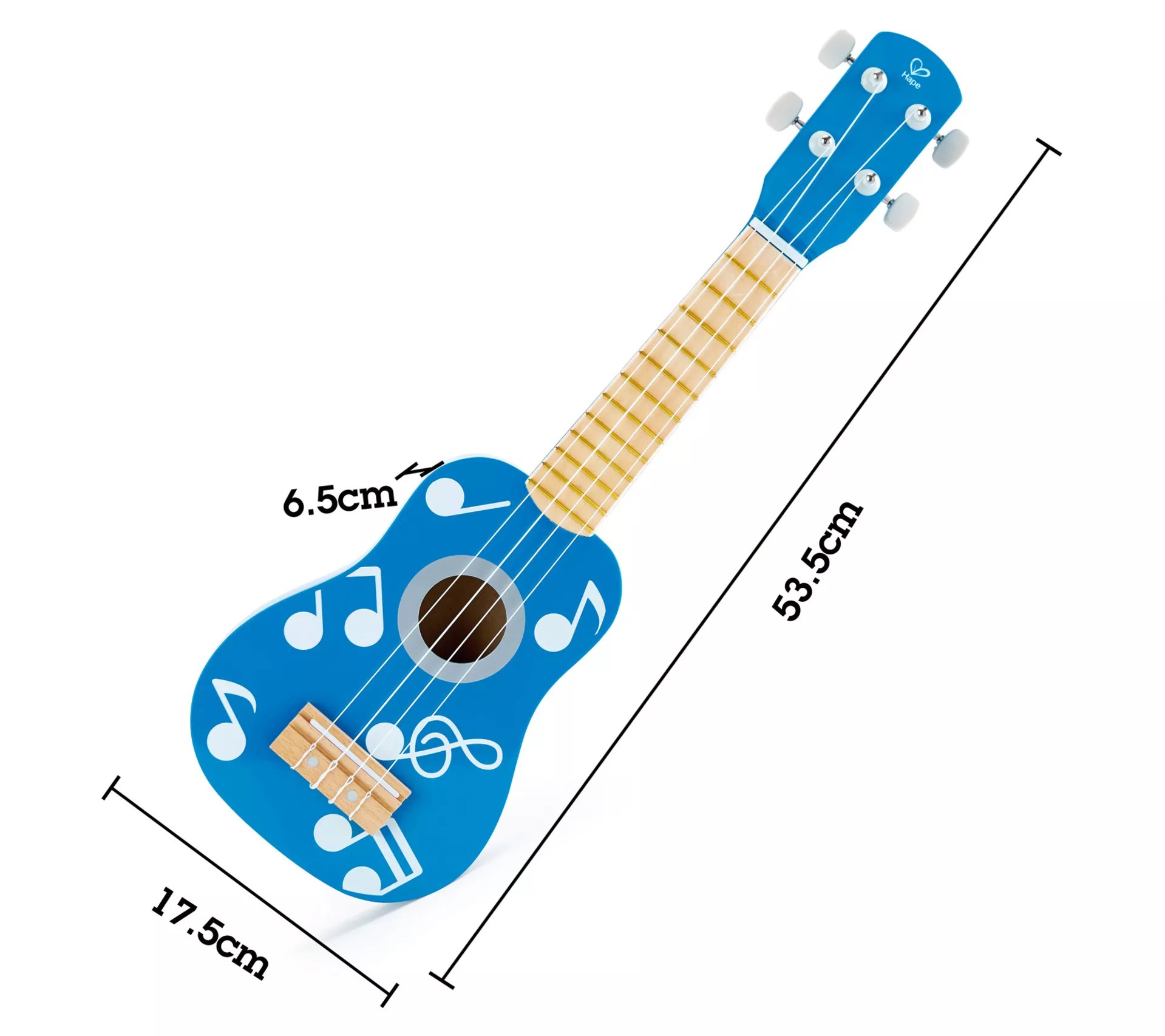 Hape Kid's Wooden Toy Ukulele Blue Dot, 21"