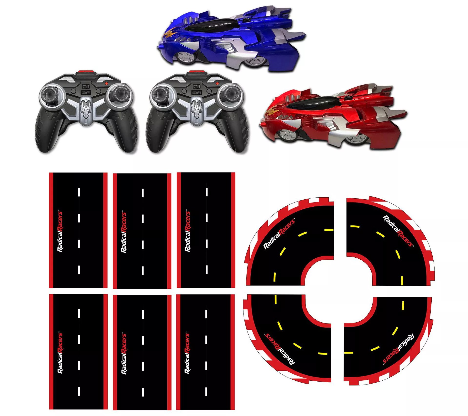Set of 2 Radical Racers Remote Control Cars with 16ft Race Track