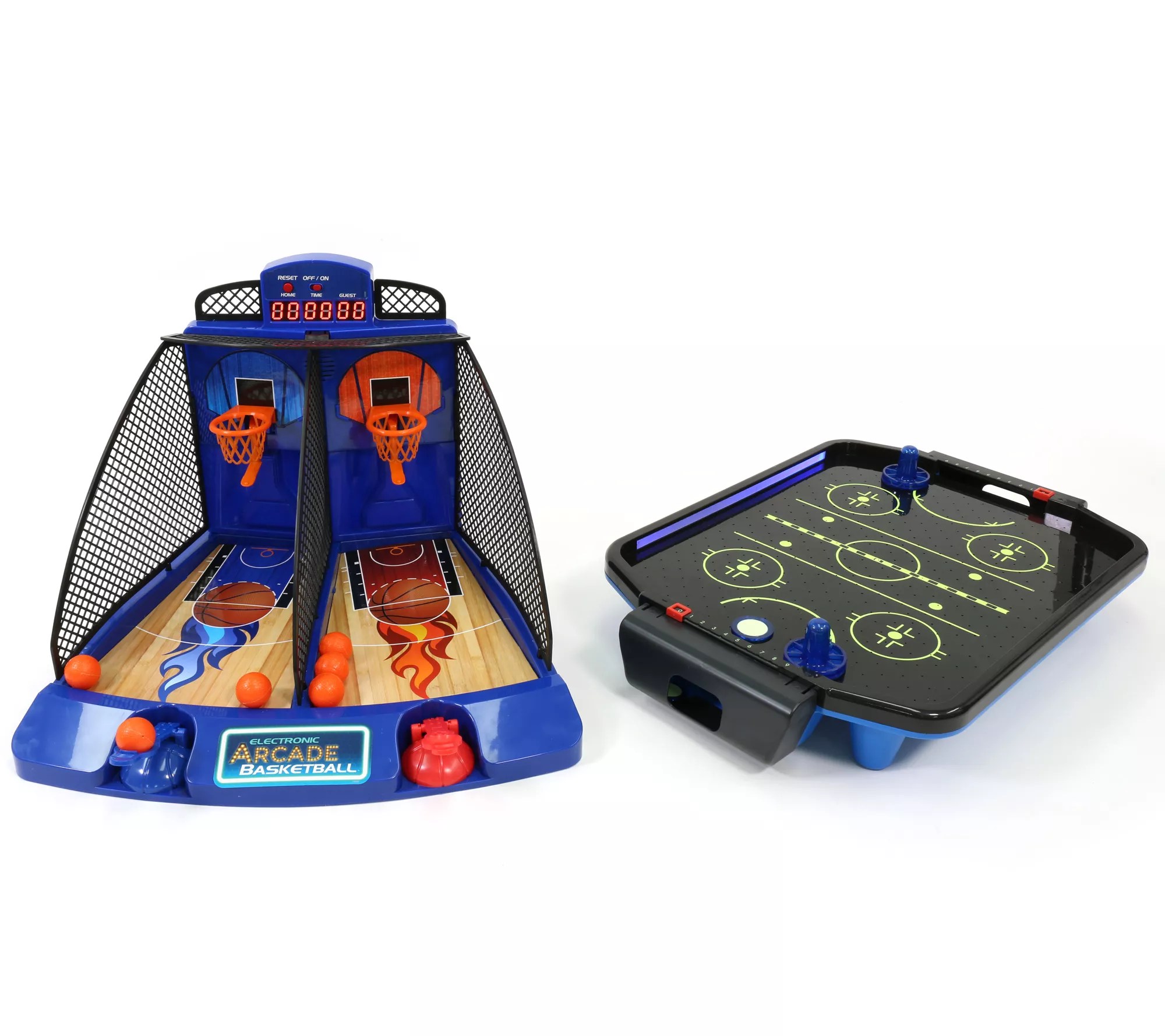 "As Is" Electronic Neon Air Hockey & Basketball Home Arcade Games