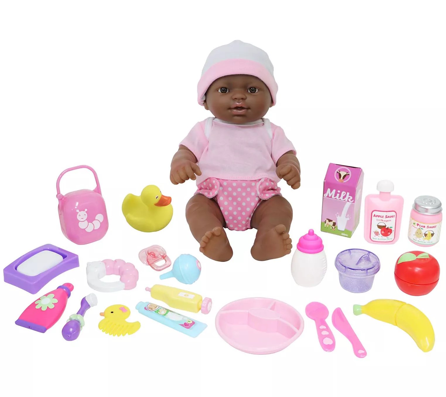 JC Toys La Newborn 12" African American Baby Doll 25 Pieces