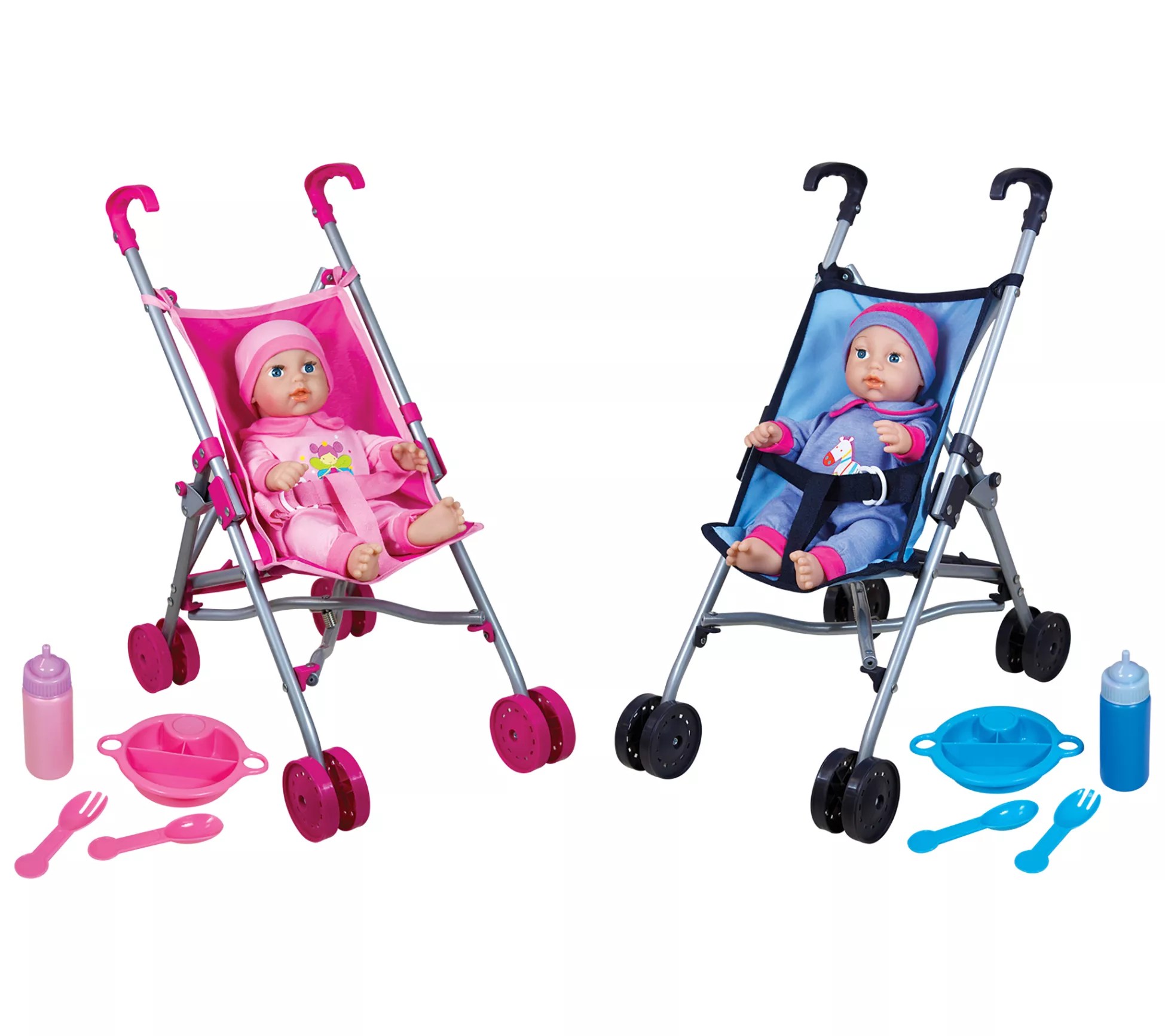 Lissi Baby Doll Umbrella Stroller Twin Set with2 Dolls