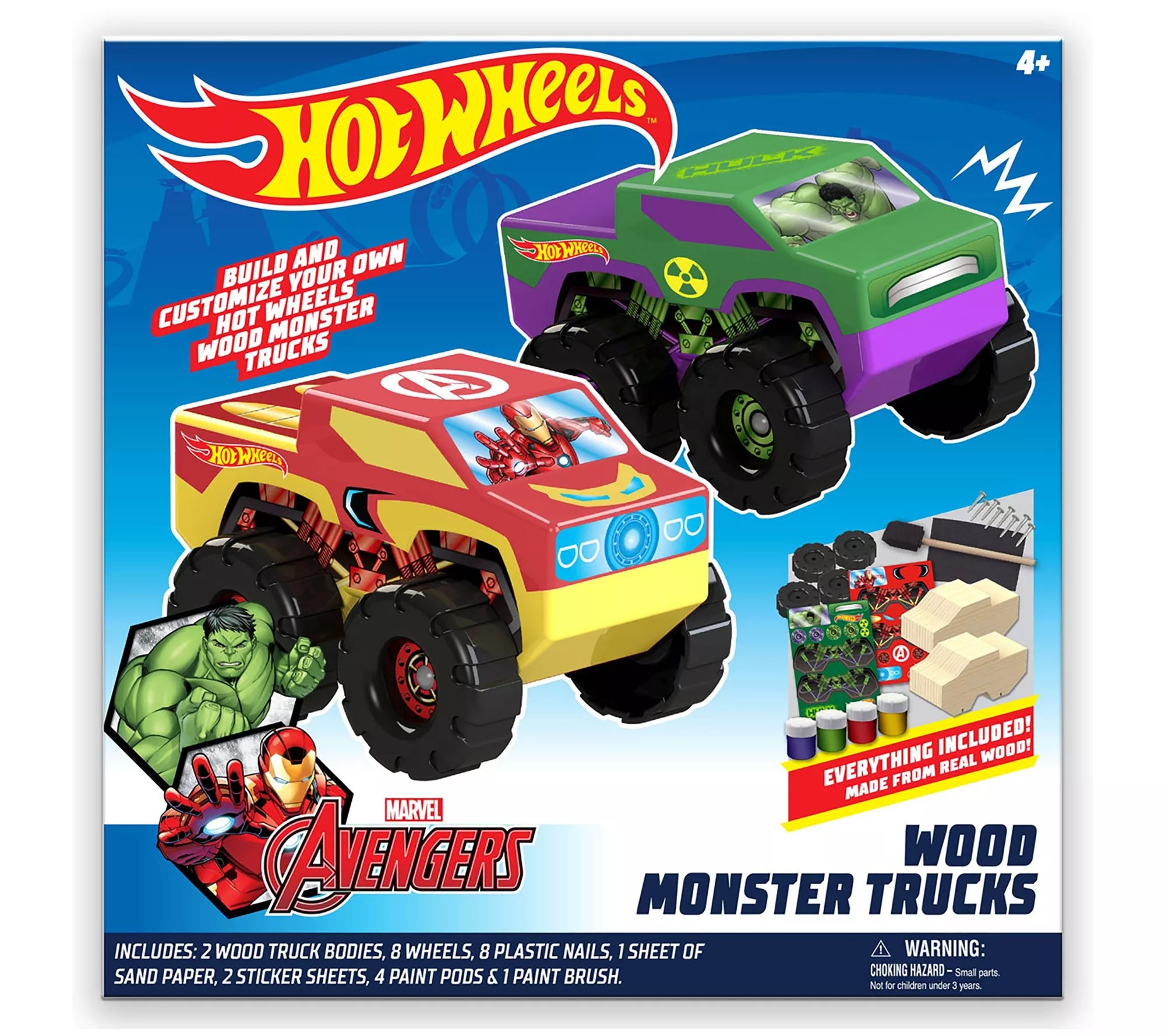 Tara Toy Hot Wheels 2pk Wood Monster Trucks Hulk/Iron Man