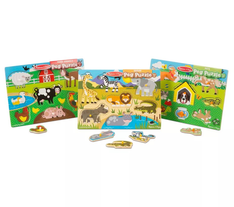Melissa & Doug World of Animals Peg Puzzle Bundle