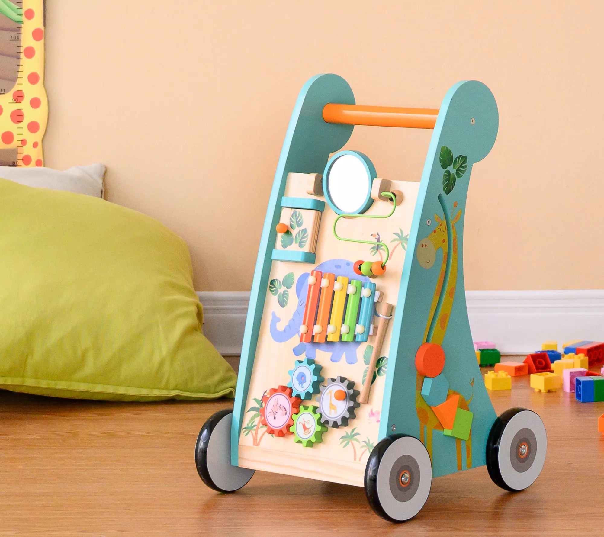 Teamson Kids Preschool Safari Animal Wooden Baby Walker