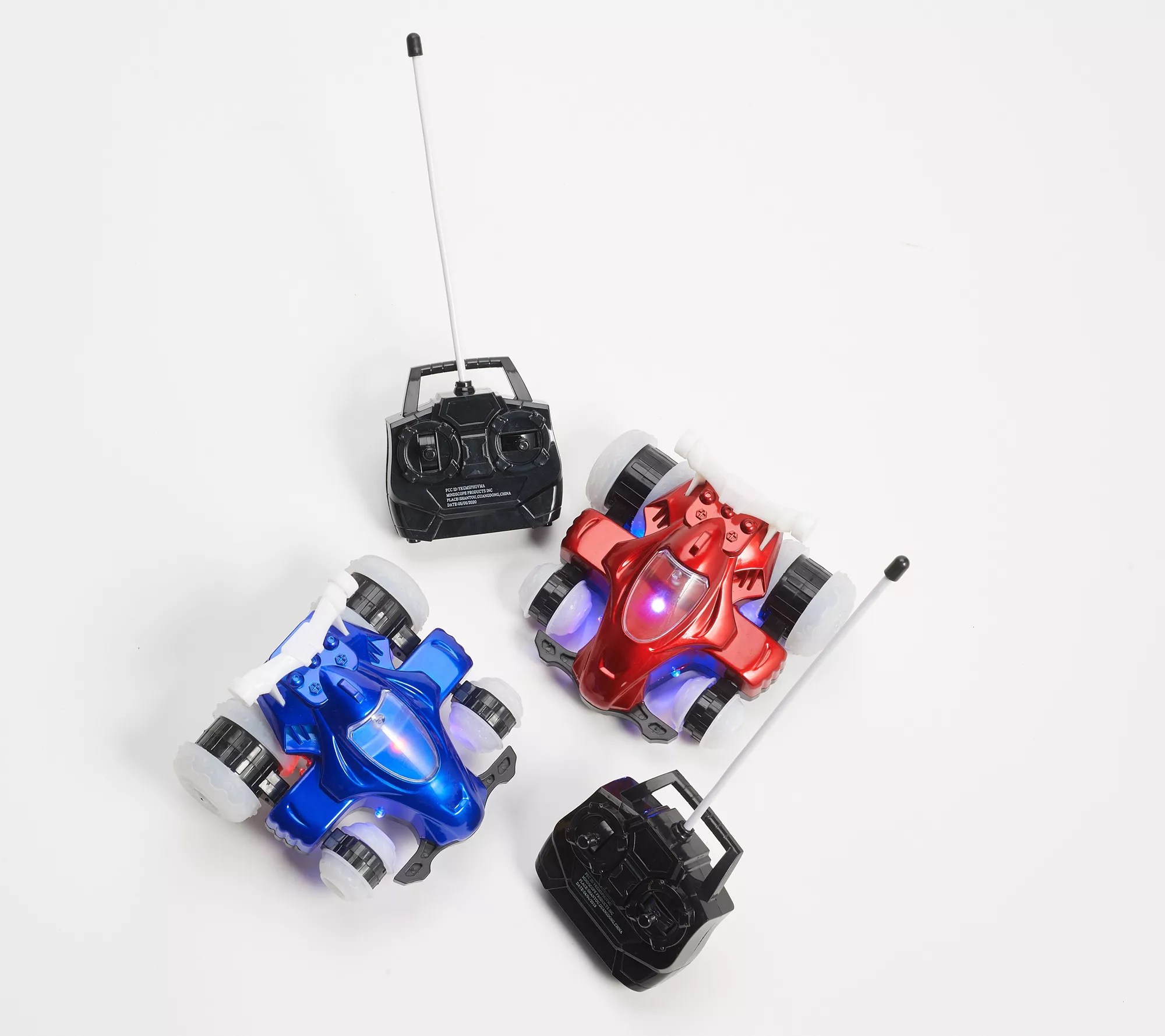 HoverQuads Set of 2 Remote Control Stunt Cars with Lights