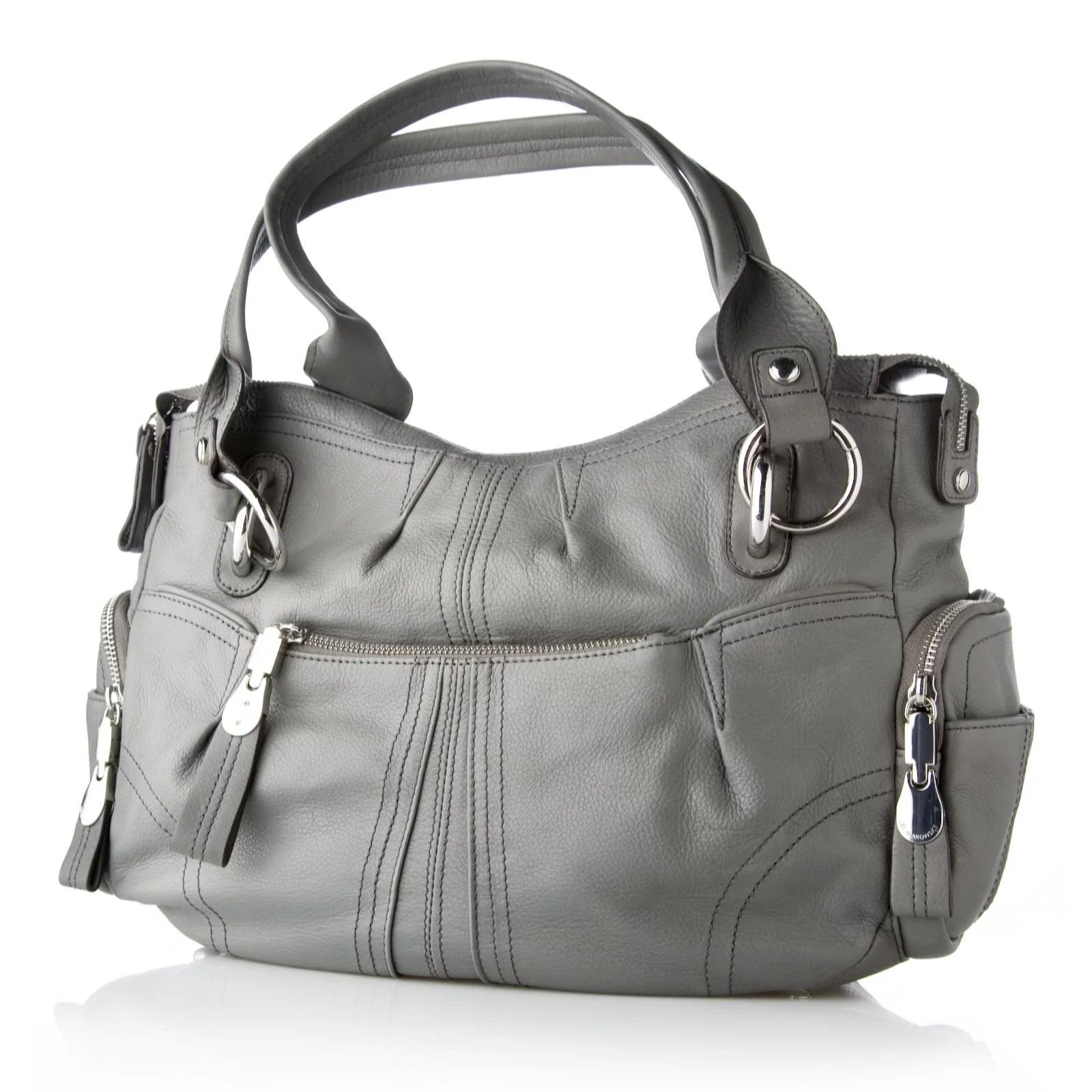 B Makowsky Glove Leather Tote Bag with Stitch Detail QVC UK